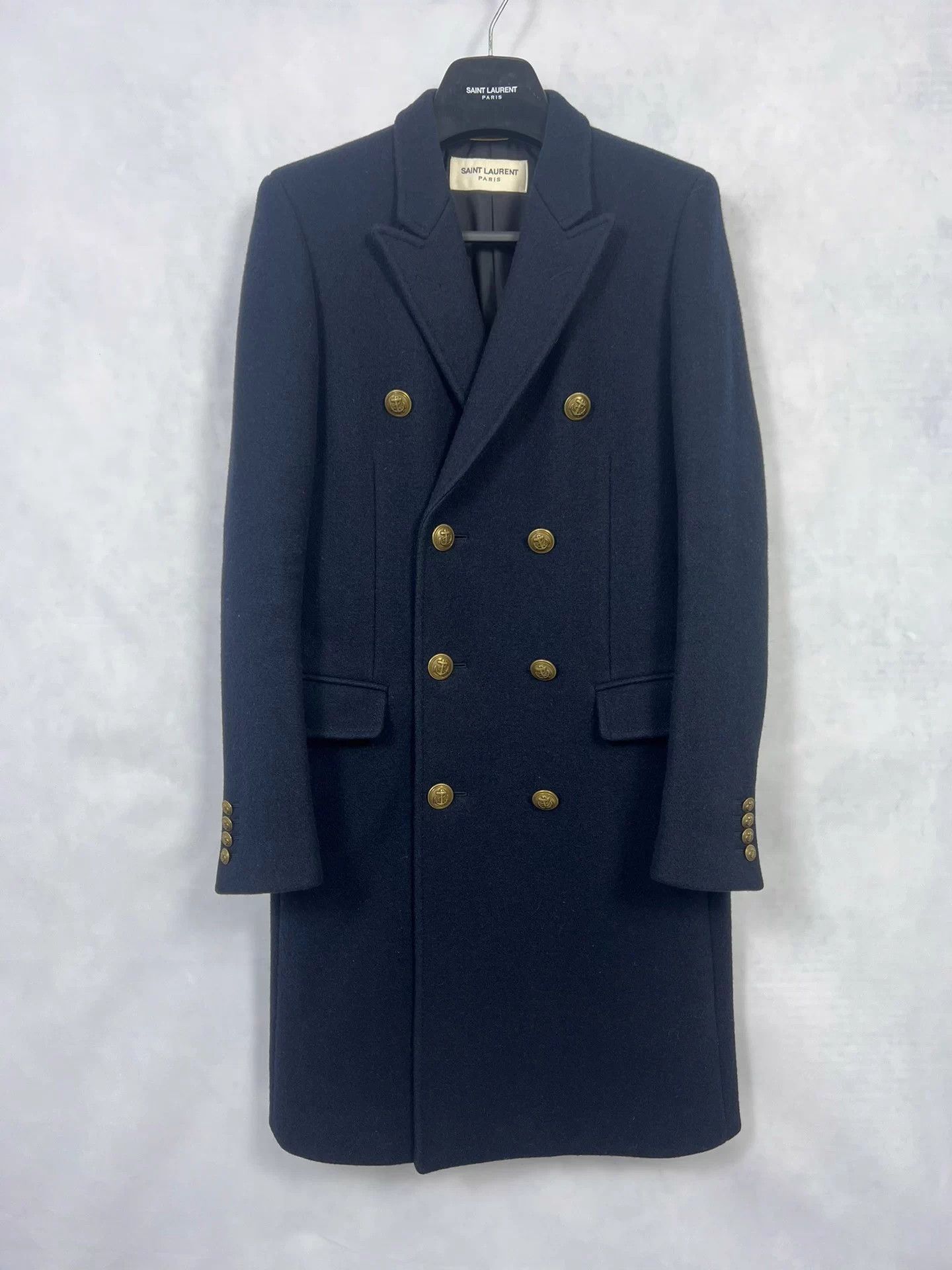 Saint Laurent Paris Saint Laurent SLP 13fw navy gold anchor buttons overcoat 48 Size US M / EU 48-50 / 2 - 1 Thumbnail