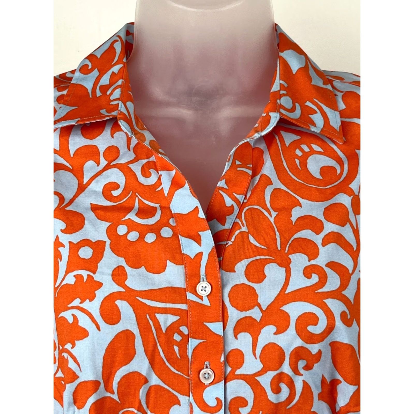 Talbots Talbots Blouse Womens 8P Orange Floral Sleeveless Button Front Non Iron Shirt Petite Size Type Blouse Womens Girls? Size M / US 6-8 / IT 42-44 - 2 Thumbnail