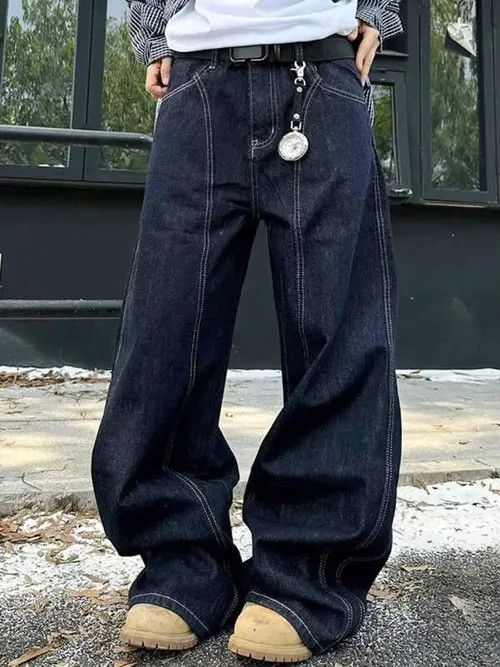 Jean VIntage RETRO 90s Wide denim jeans Size US 34 / EU 50 - 1 Thumbnail