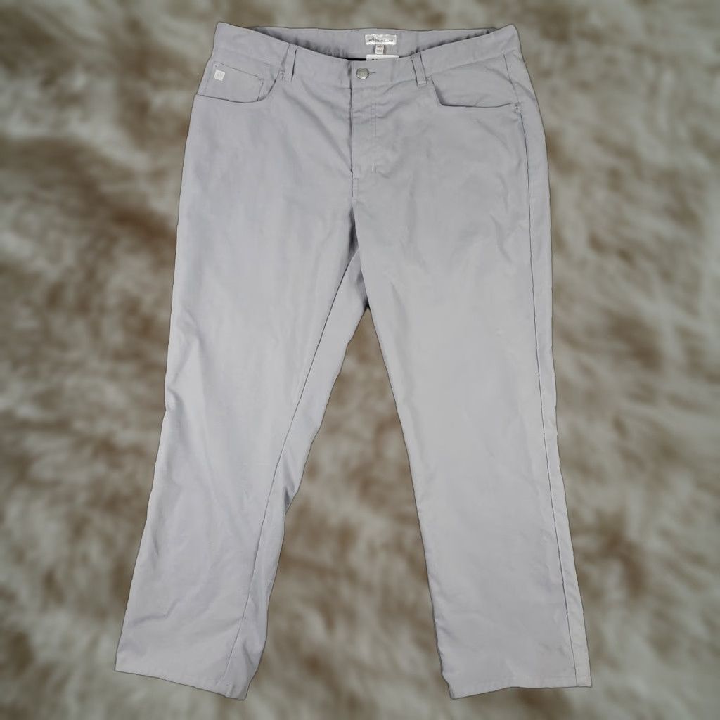 Peter Millar Peter Millar Gray Chino Pants Mens 38x28 5-Pocket Regular Fit Microfiber Size US 38 / EU 54 - 1 Thumbnail