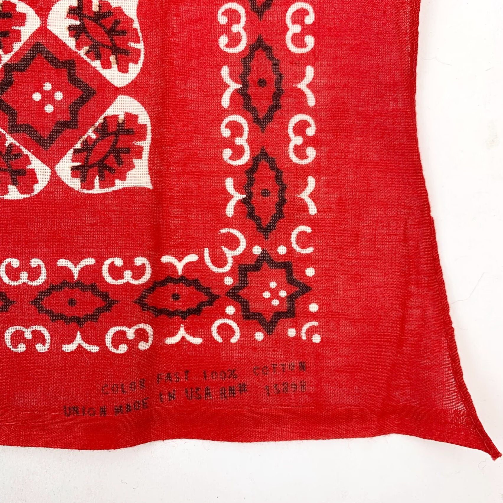 Vintage VINTAGE Bandana 21" x 21" Red Paisley Cotton Western Union Made Unbranded 15898 Size ONE SIZE - 5 Thumbnail