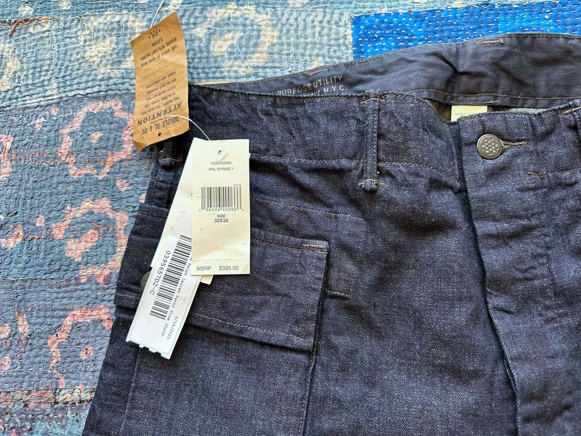 RRL Ralph Lauren RRL Navy CottonLinen BigPocket MilitaryPants 32x32 Size US 32 / EU 48 - 3 Thumbnail