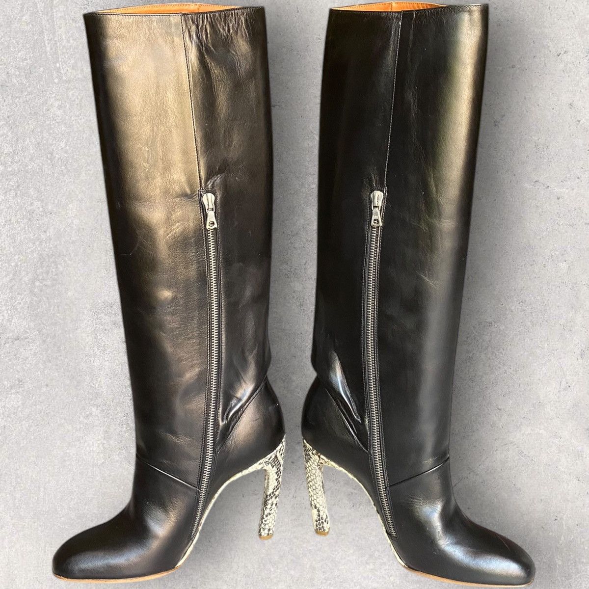 Dries Van Noten Knees High Boots With Snakeskin Heels Size US 6.5 / IT 36.5 - 1 Thumbnail