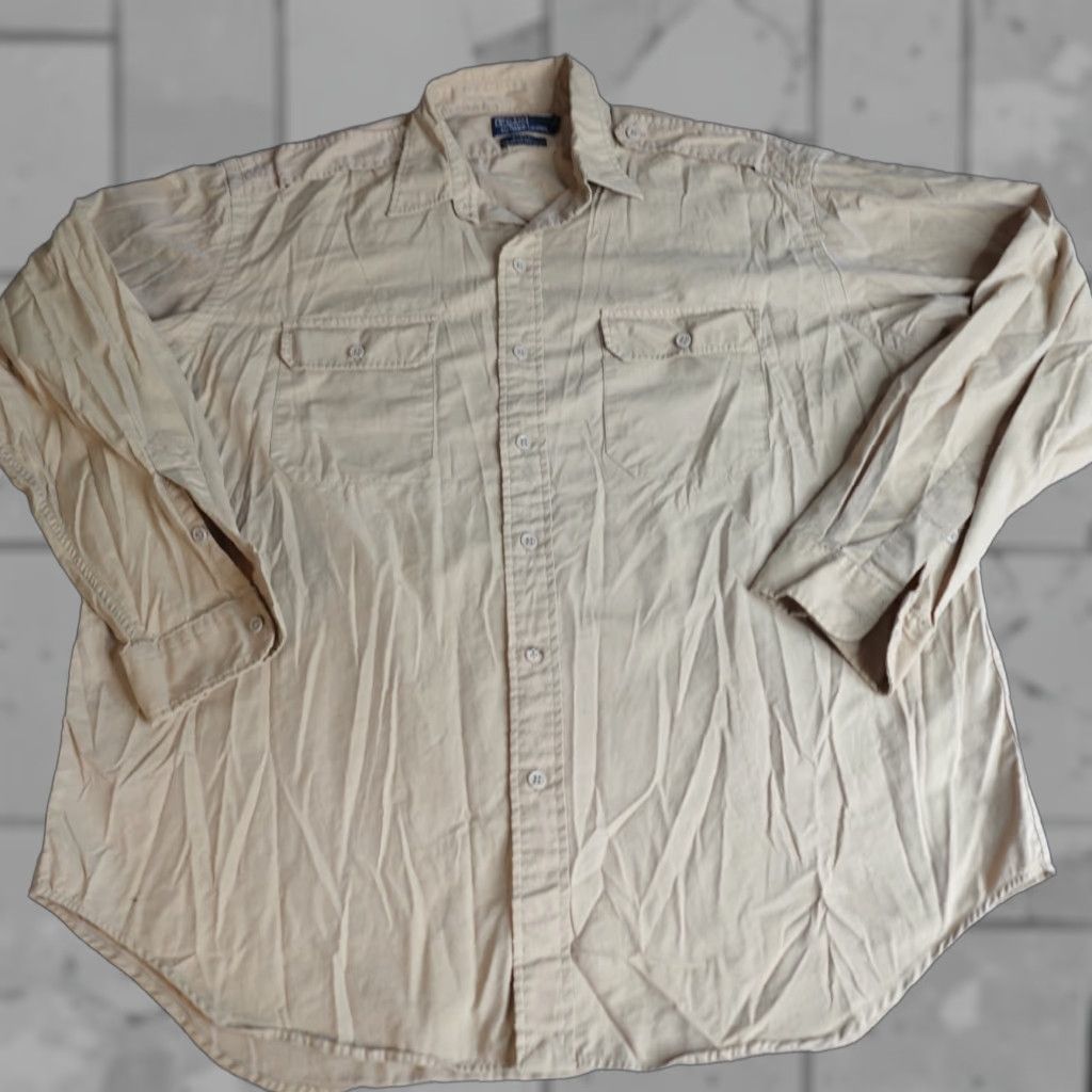 Polo Ralph Lauren VINTAGE Polo Ralph Lauren Shirt 2XL Beige GI Epaulets Cotton Blend Shirt (2XL, Beige, Button-Up, Men) Size US XXL / EU 58 / 5 - 1 Thumbnail