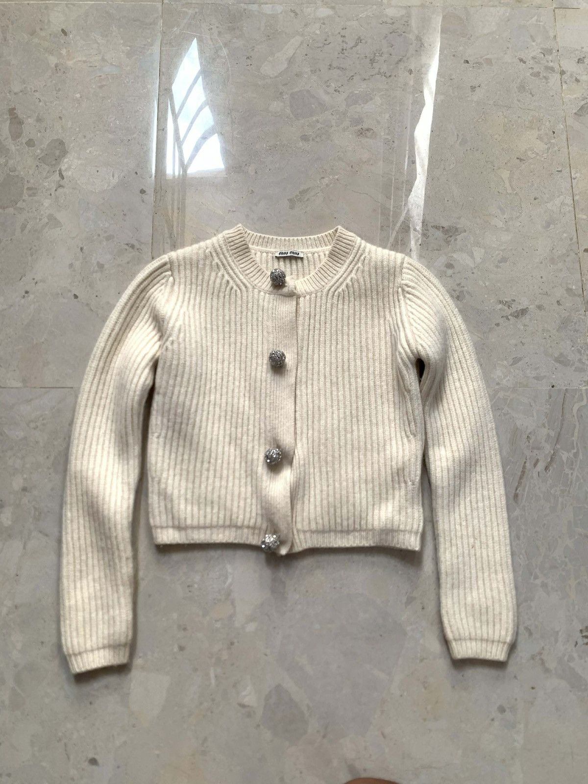 Miu Miu Miu Miu Wool Croptop Long Sleeve Shirt "Jewel Button" Size XS / US 0-2 / IT 36-38 - 1 Thumbnail