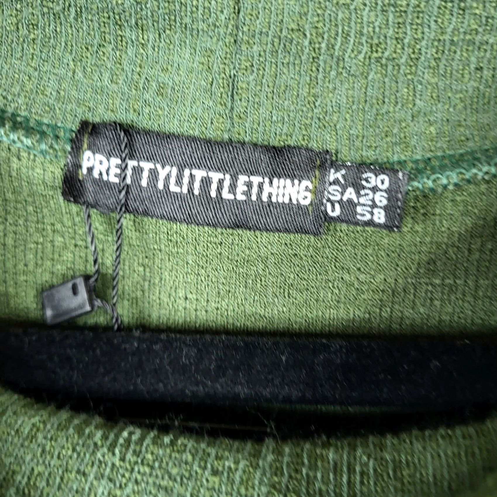 PrettyLittleThing Pretty little thing Women's Khaki Textured Jersey High Neck Crop Top Sleeveless 26 Plus Size 4XL / US 24-26 - 2 Thumbnail