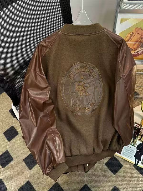 Vintage Vintage American Brown Leather Sleeve Baseball Jacket Size US M / EU 48-50 / 2 - 3 Thumbnail