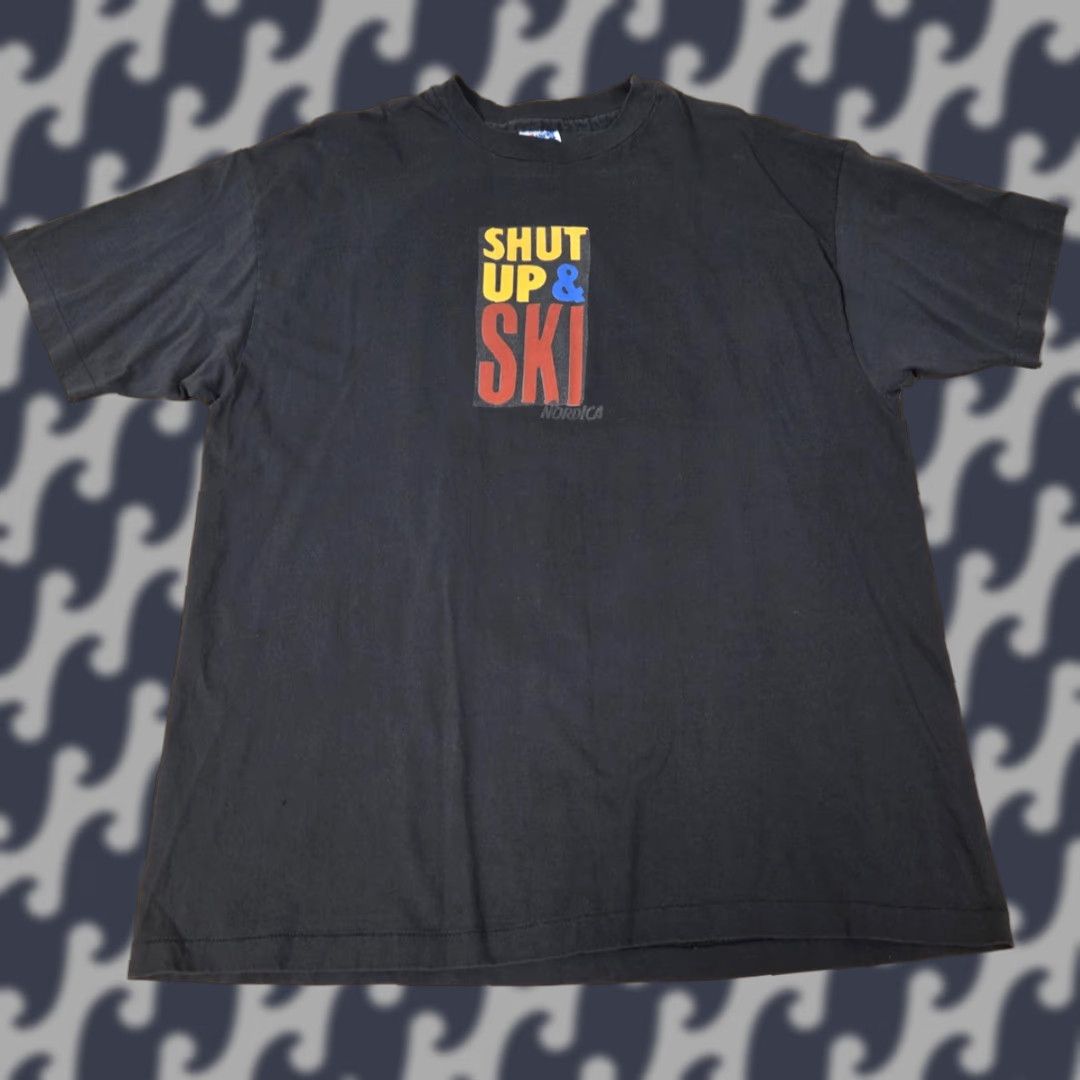 Hanes VINTAGE Nordica Shut Up & Ski Shirt Mens XL Black Graphic Hanes Beefy-T 90s Size US XL / EU 56 / 4 - 1 Thumbnail