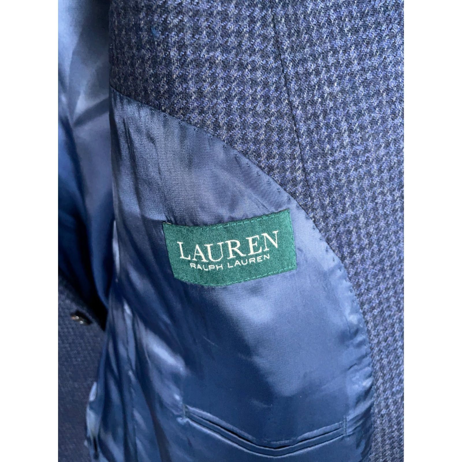 Ralph Lauren Lauren Ralph Lauren Blazer Men 48 Regular Blue Wool Houndstooth Jacket Size 48R - 4 Thumbnail
