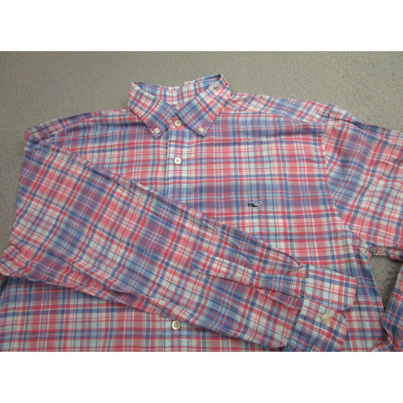 Vineyard Vines Vineyard Vines Shirt Mens Large Pink Blue Plaid Classic Fit Tucker Cotton Preppy Size US L / EU 52-54 / 3 - 3 Thumbnail