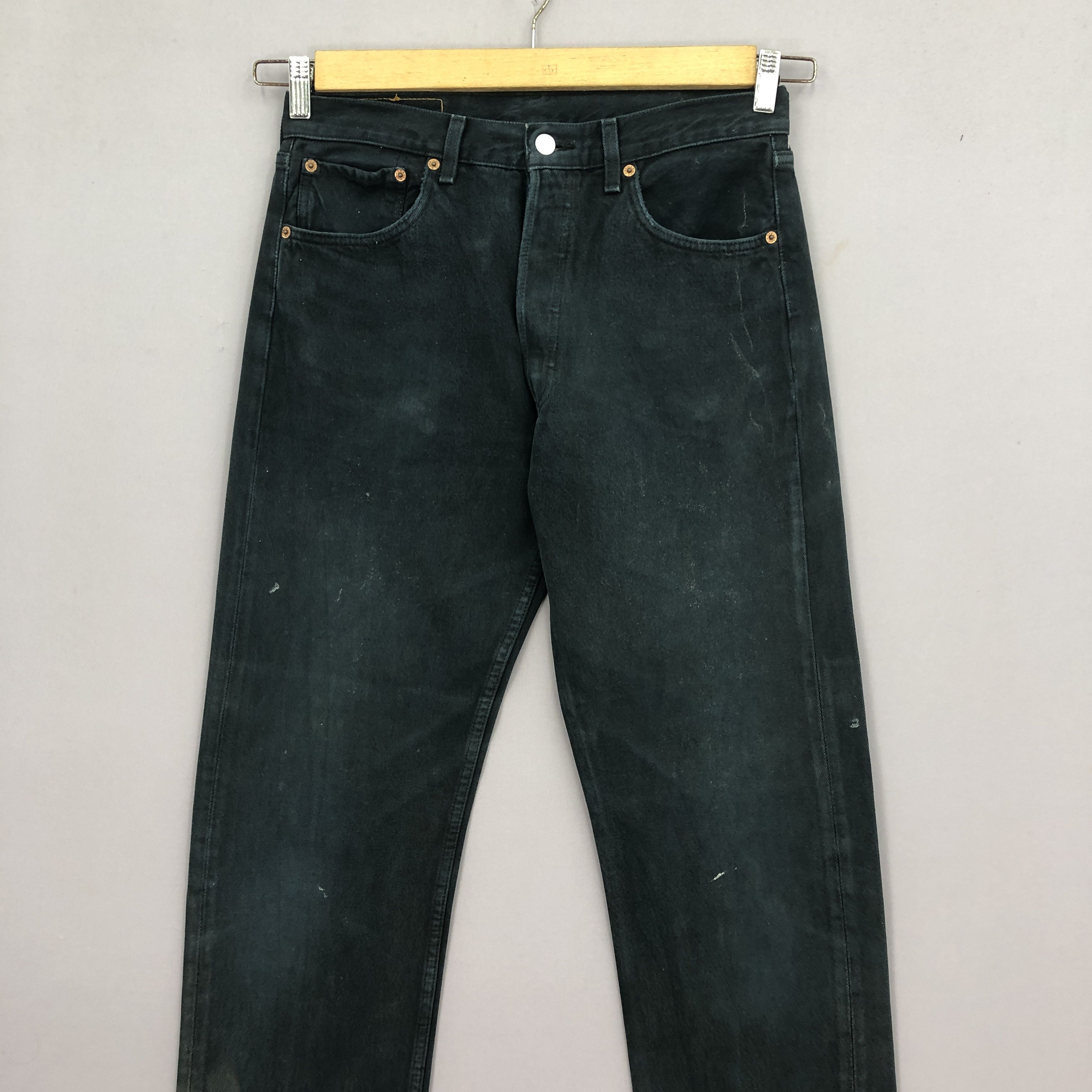 Levi's Vintage 90s Levis 501 Super Black Jeans Ripped Denim BS47591 Size US 30 / EU 46 - 3 Thumbnail