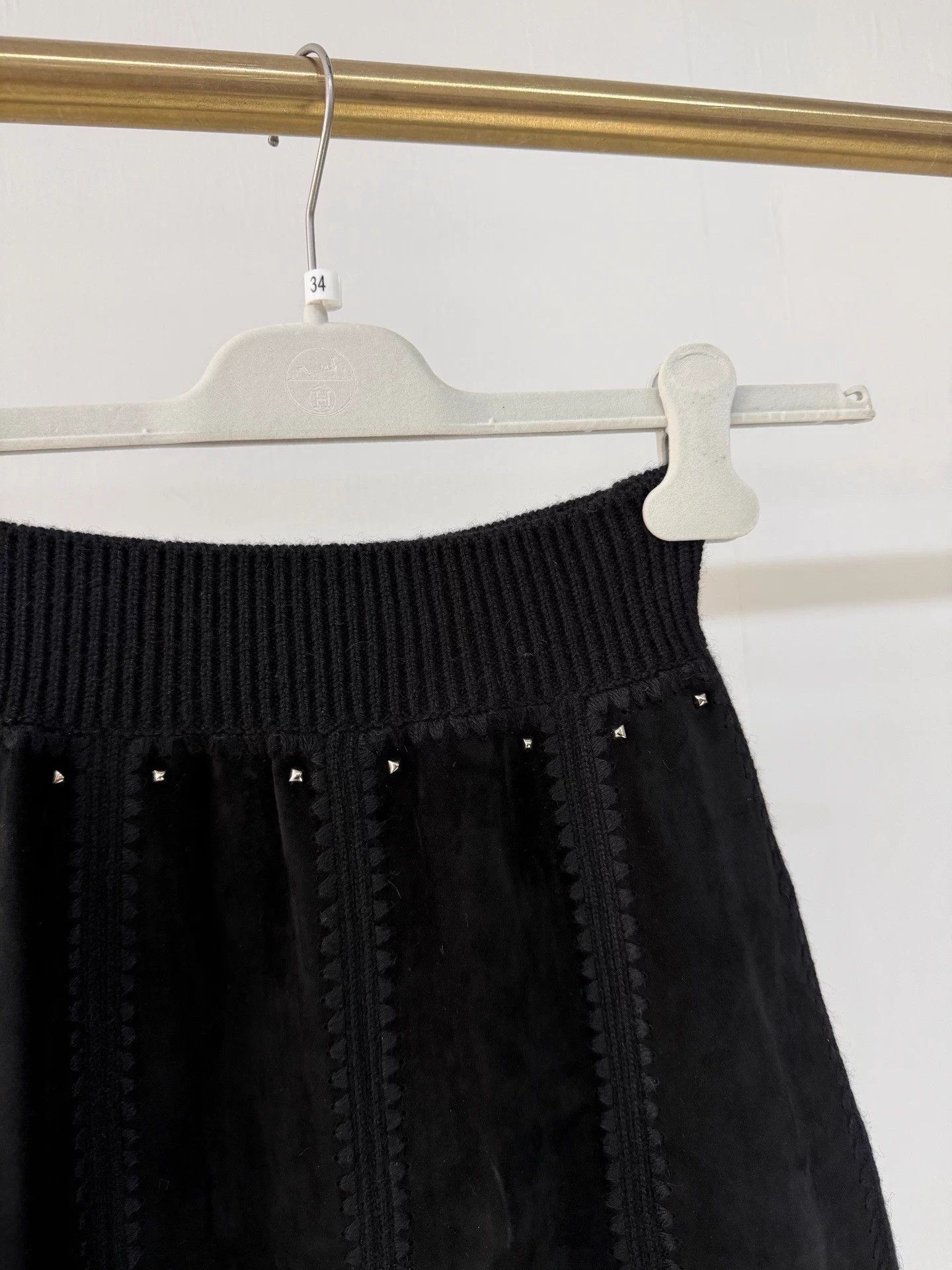 Hermes Hermes Paneled Suede & Leather Studded Reversible Skirt 36 Size 26" / US 2 / IT 38 - 2 Thumbnail