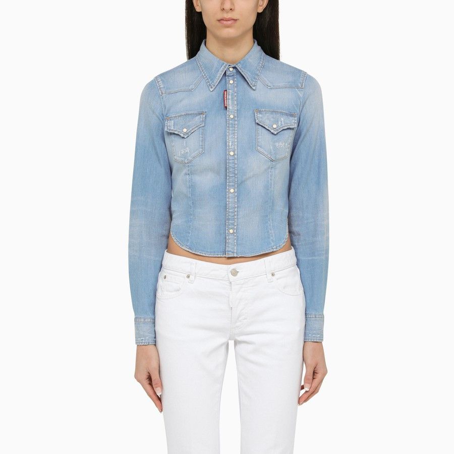 image of Dsquared2 O1D2Blof01223 Denim Shirt In Blue, Women's (Size Medium)