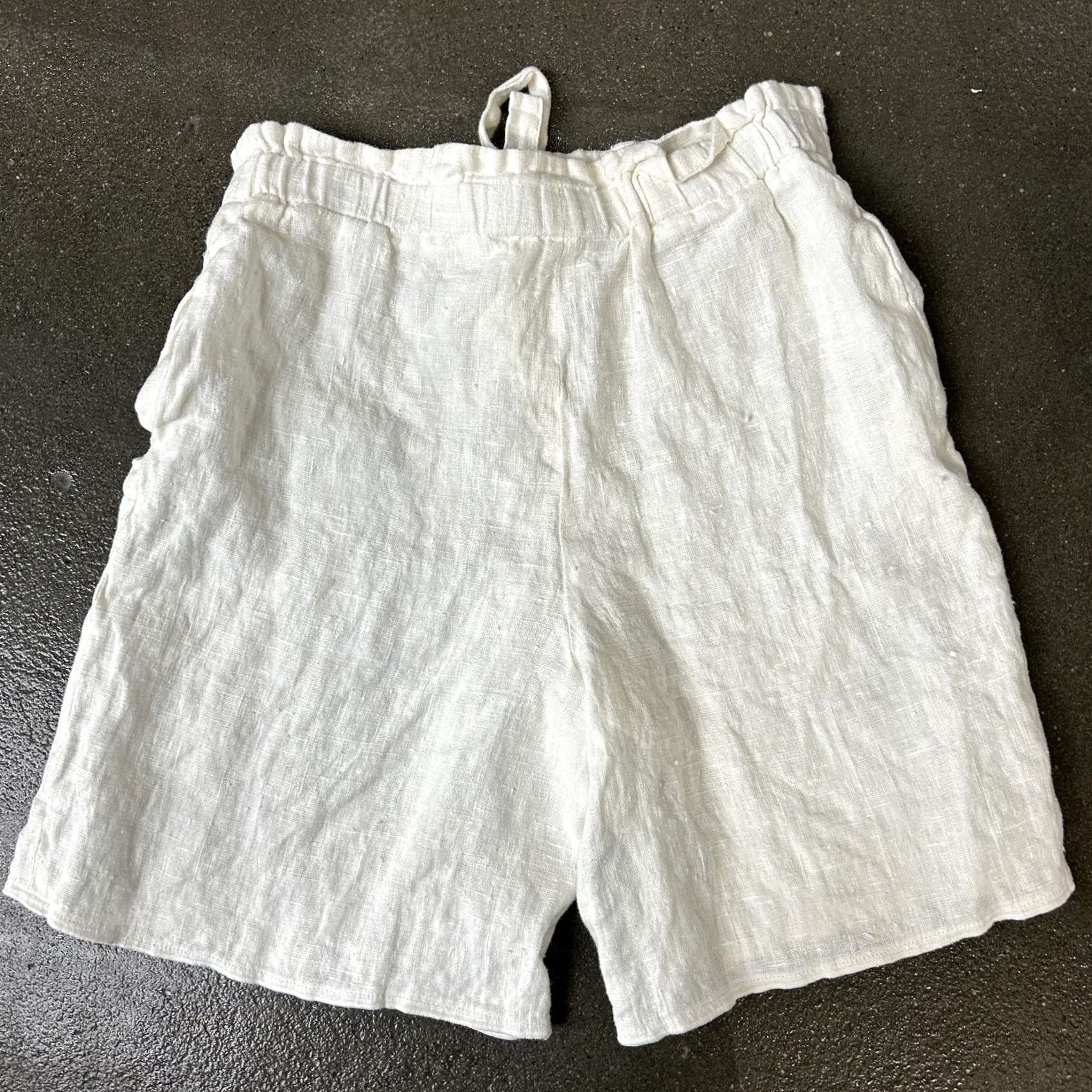 Vintage VINTAGE Linen Shorts Womens Medium White Paperbag Waist Tie Front Relaxed Fit Size 29" - 2 Thumbnail