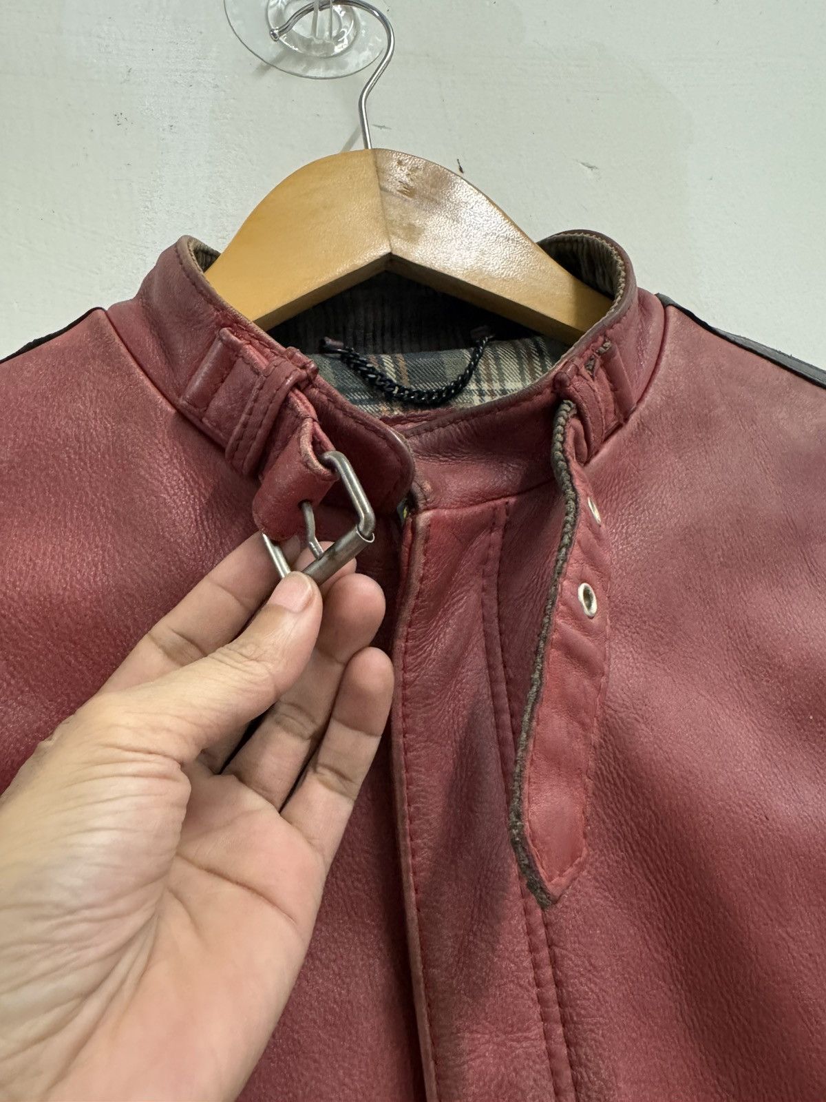 Schott Vintage 80s Schott NYC 654 Red Leather Jacket Racing Stripes Size US S / EU 44-46 / 1 - 10 Thumbnail