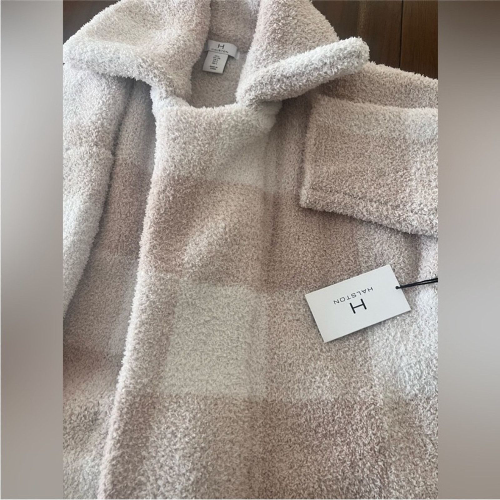 Halston HALSTON Buffalo Check Collar Cardigan With Pockets Size XL / US 12-14 / IT 48-50 - 9 Thumbnail