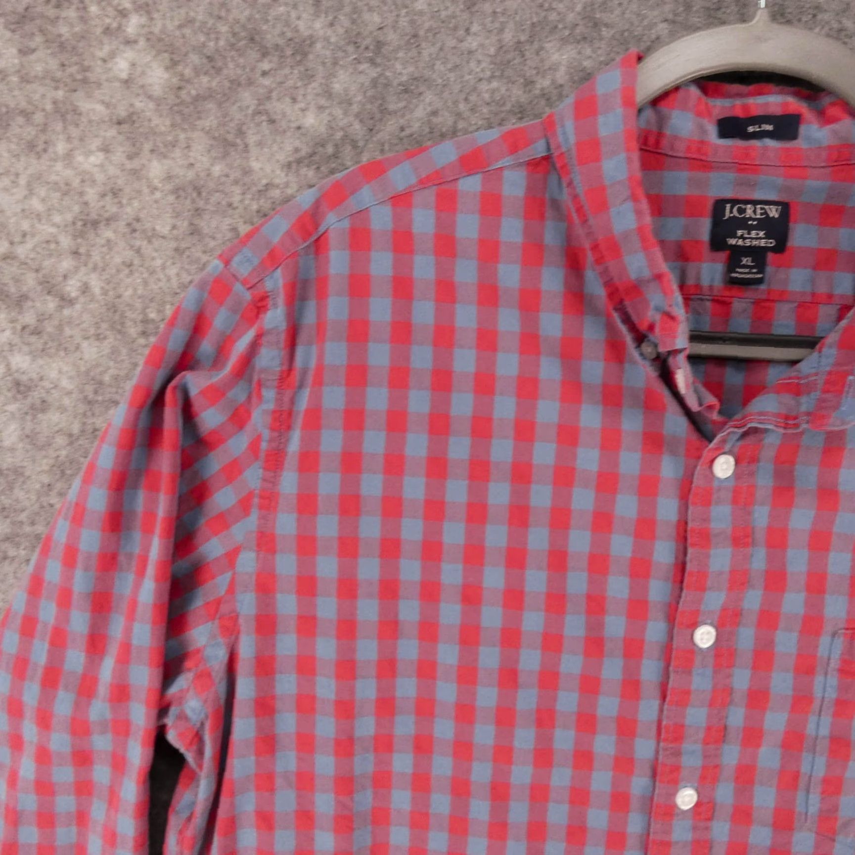 J.Crew J. Crew Shirt Mens Extra Large Slim Long Sleeve Red Blue Check Flex Washed Size US XL / EU 56 / 4 - 3 Thumbnail