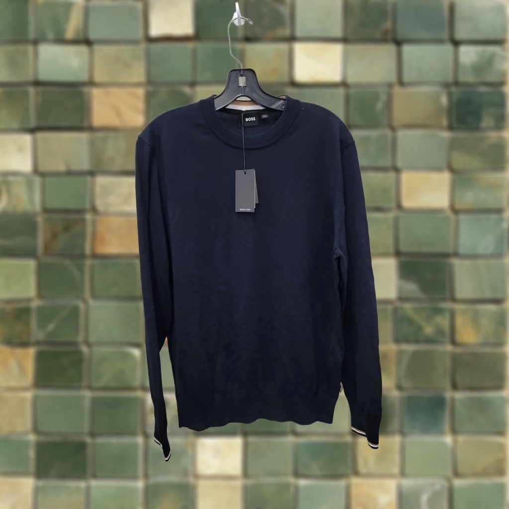 Hugo Boss HUGO BOSS Sweater Crew Neck Cotton Ebello Blue XL Men Pullover Size US XL / EU 56 / 4 - 1 Thumbnail