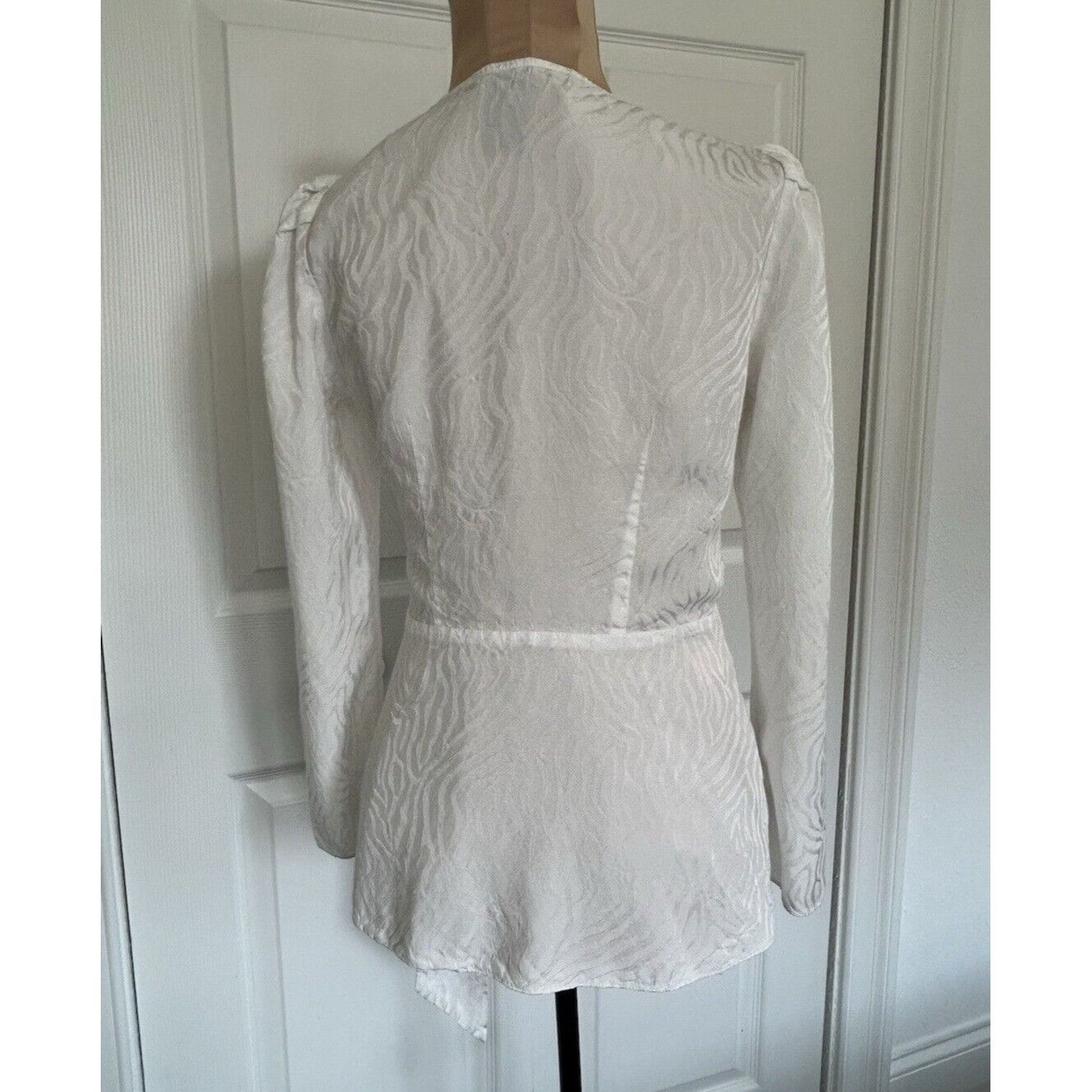 Designer Jay Godfrey Hannah Wrap Top V-Neck Long Sleeve Jacquard Tie Size XS / US 0-2 / IT 36-38 - 2 Thumbnail