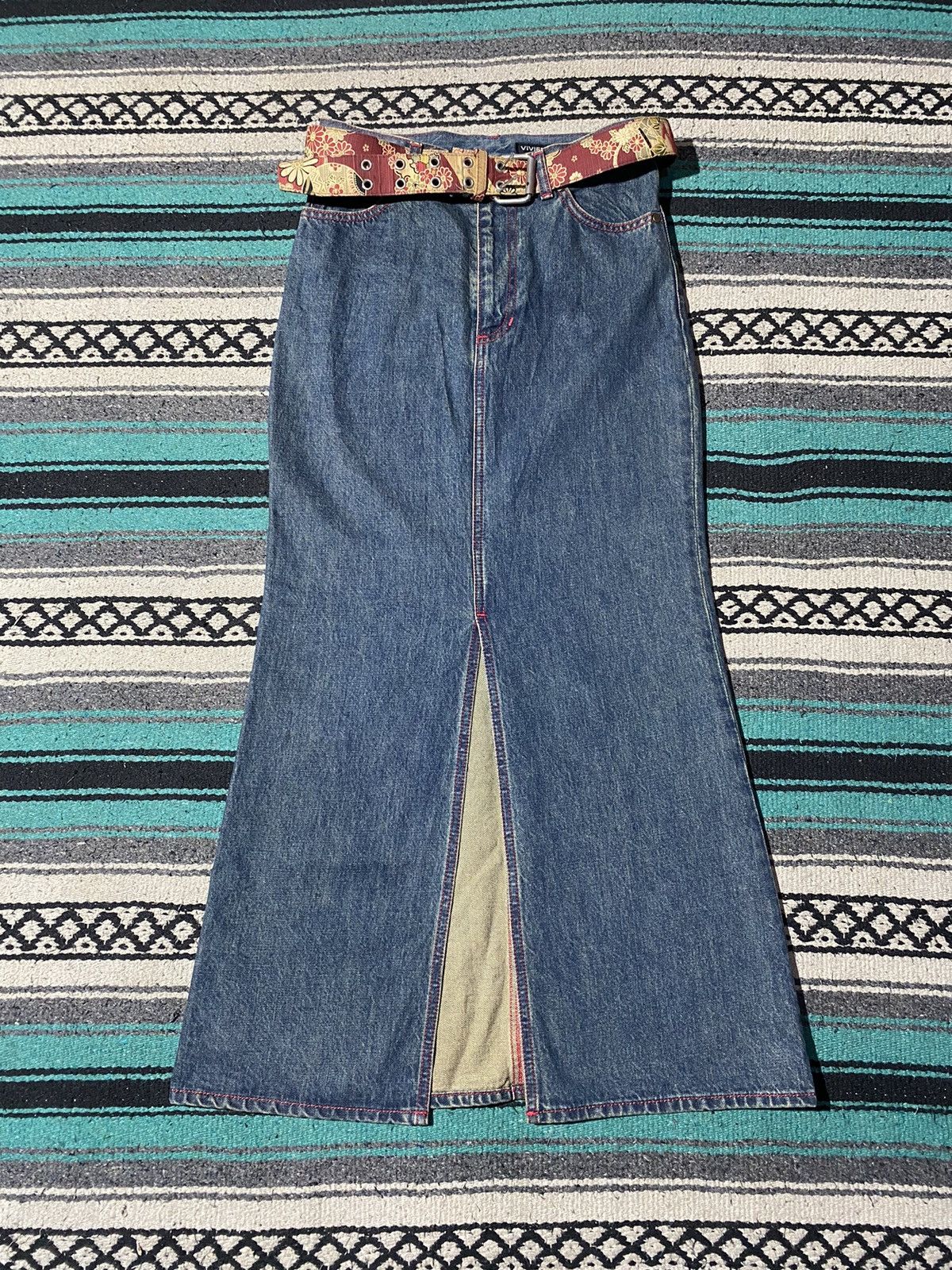 Vivienne Tam 2000s Viviene Tam - Dragon Denim Maxi Skirt Size 27" / US 4 / IT 40 - 4 Thumbnail