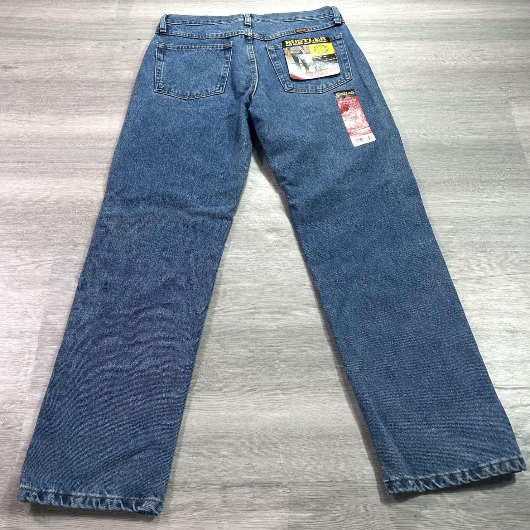 Denime Rustler Jeans Mens 32x30 Blue Regular Straight Leg 100% Cotton Denim 5-Pocket Jeans Size US 32 / EU 48 - 2 Thumbnail