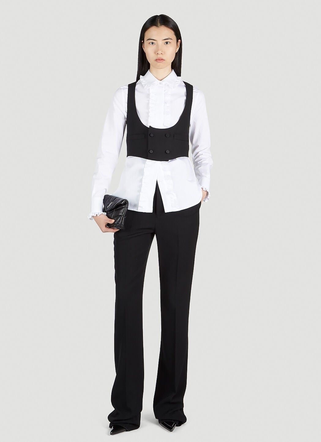 Saint Laurent Paris o1bcso1str1224 Tuxedo Vest in Grain De Poudre in Black Size XL / US 12-14 / IT 48-50 - 1 Thumbnail