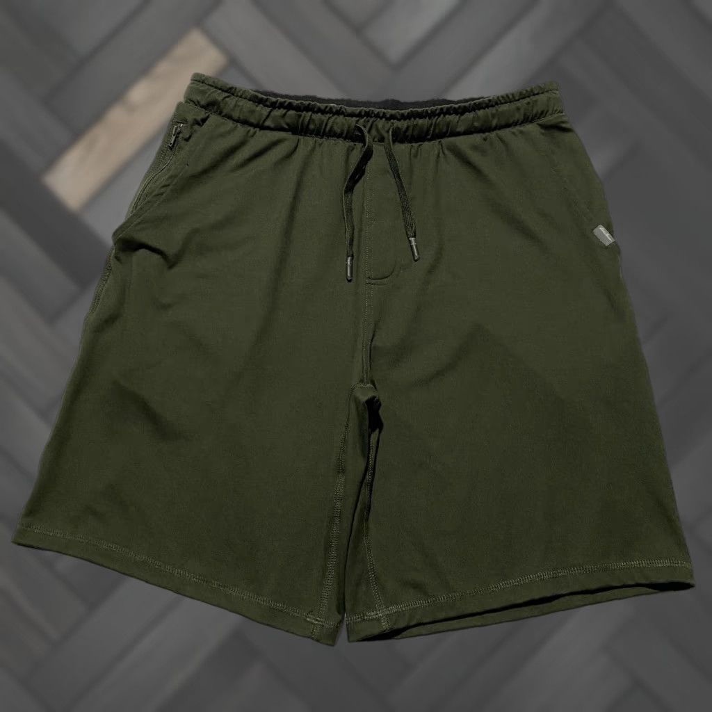 Eddie Bauer Eddie Bauer Lounge Mens M Olive Green Performance Shorts Drawstring Stretch Relaxed Pockets Moisture Wicking Athletic Casual Travel Size US 31 - 1 Thumbnail
