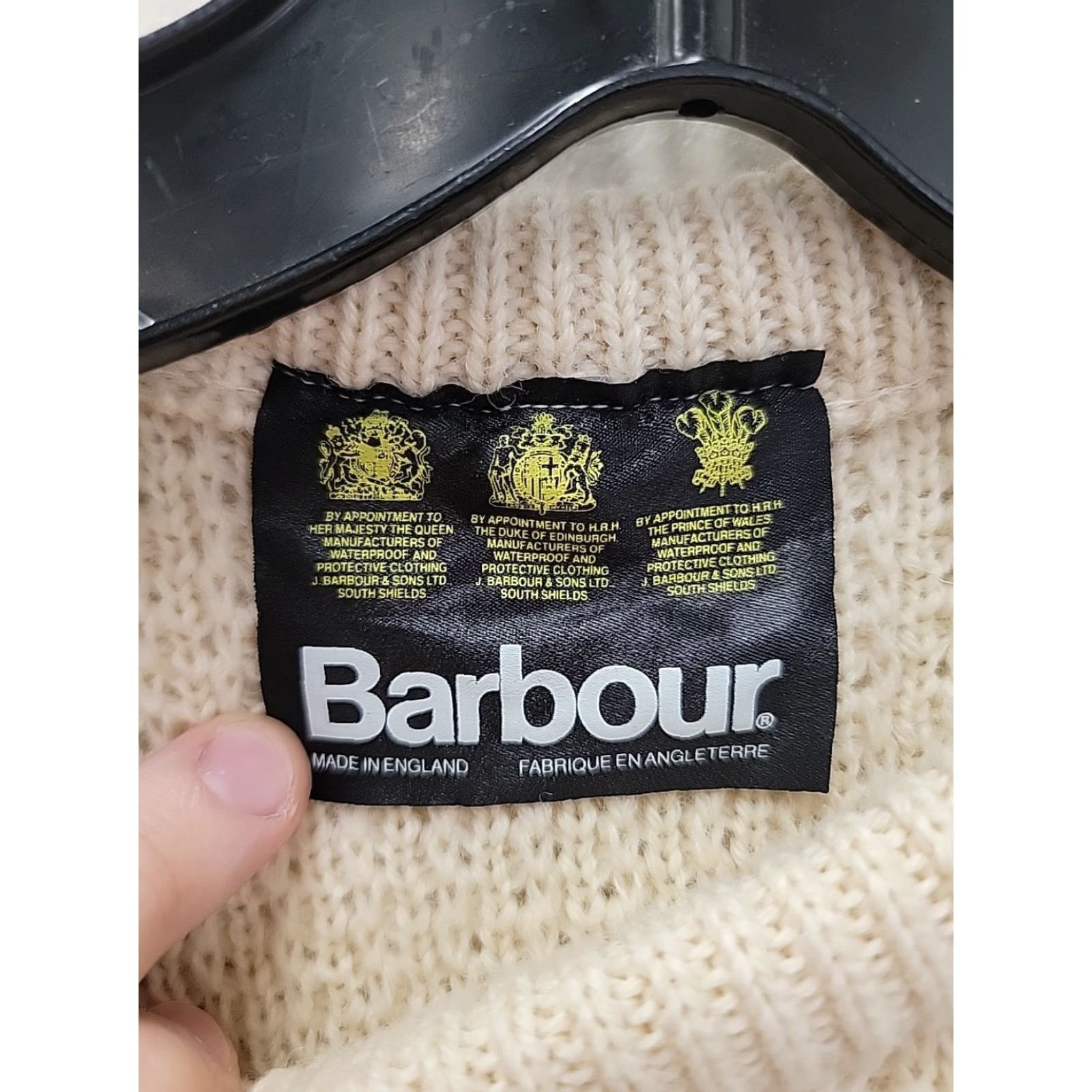 Barbour VINTAGE Barbour Sweater Mens Cable-Knit Wool Crew Neck Pullover Beige 46 Size US XXL / EU 58 / 5 - 2 Thumbnail
