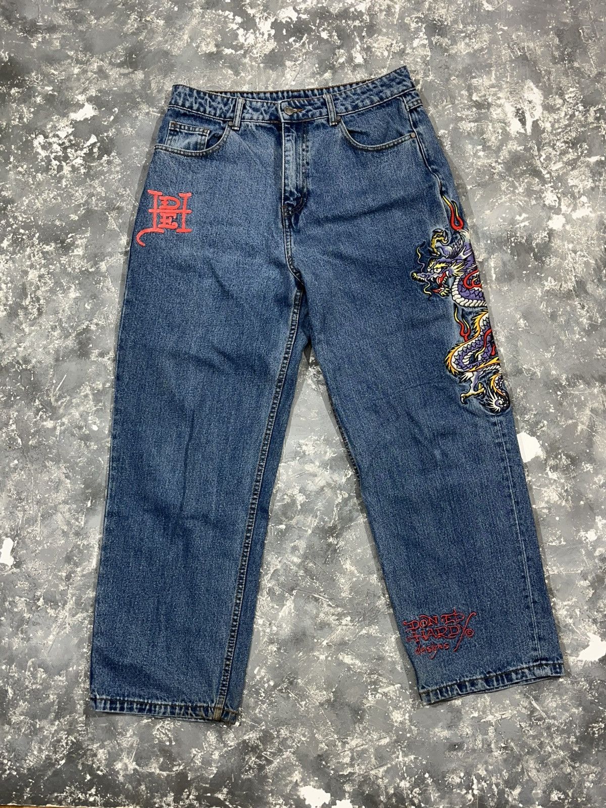 Ed Hardy Ed Hardy vintage denim pants jeans baggy big logo swag Size US 30 / EU 46 - 4 Thumbnail