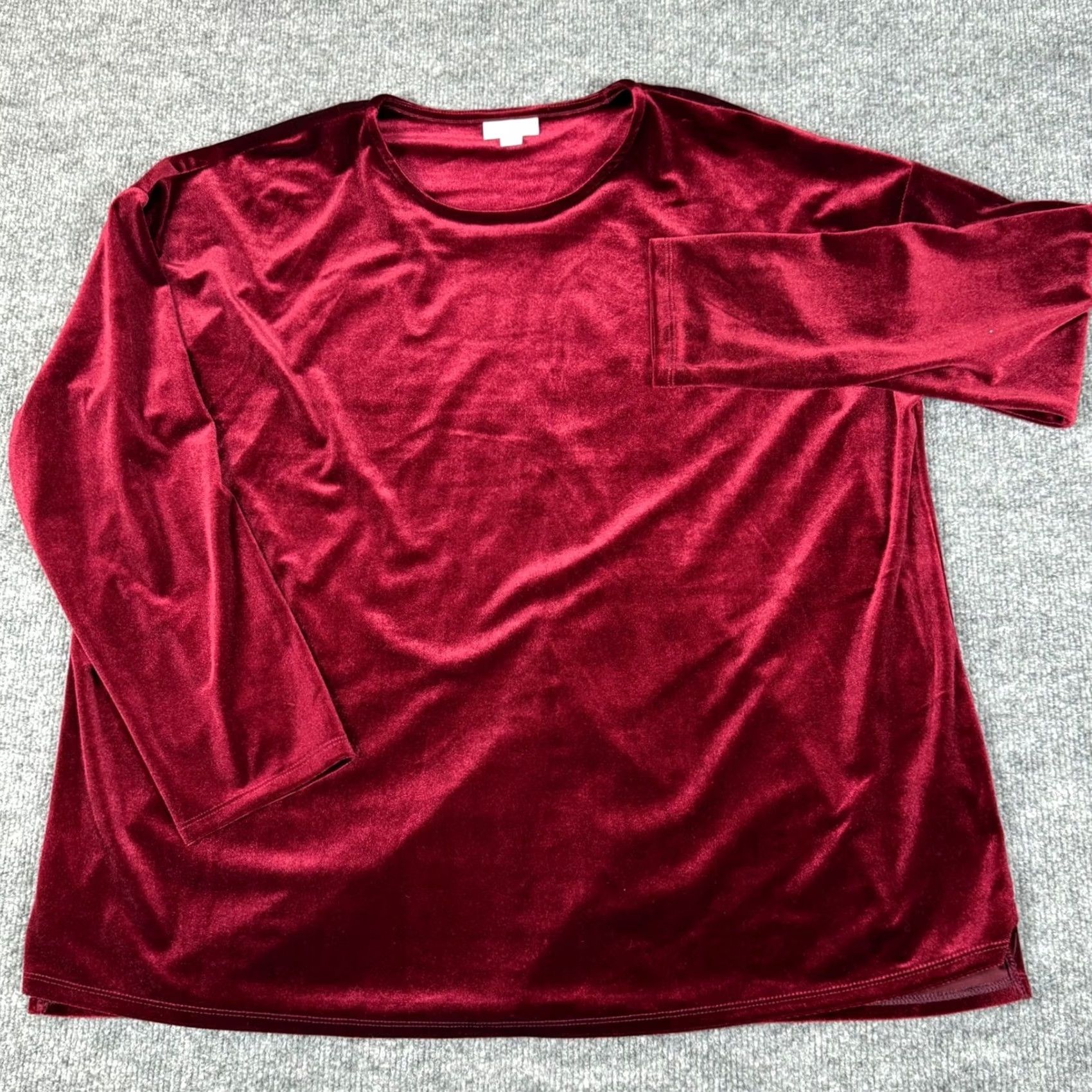 J. Jill J.Jill Red Velvet Long Sleeve Top Shirt Blouse L Holiday Christmas Tunic Womens Velour Crewneck Size L / US 10 / IT 46 - 2 Thumbnail