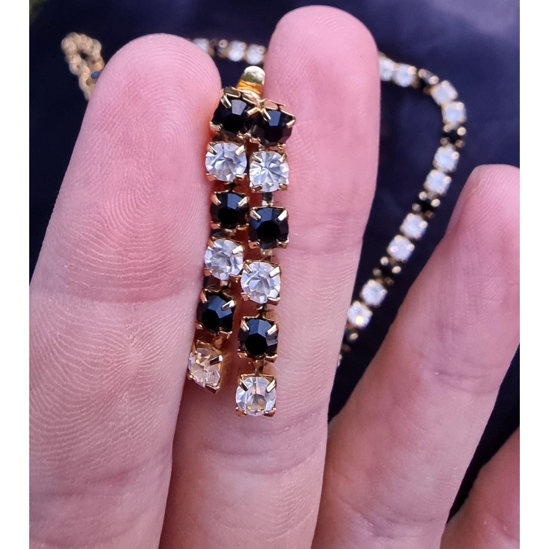 Other Vintage TRIFARI Signed 1990s Rhinestone Black and Clear Gold Size ONE SIZE - 6 Thumbnail