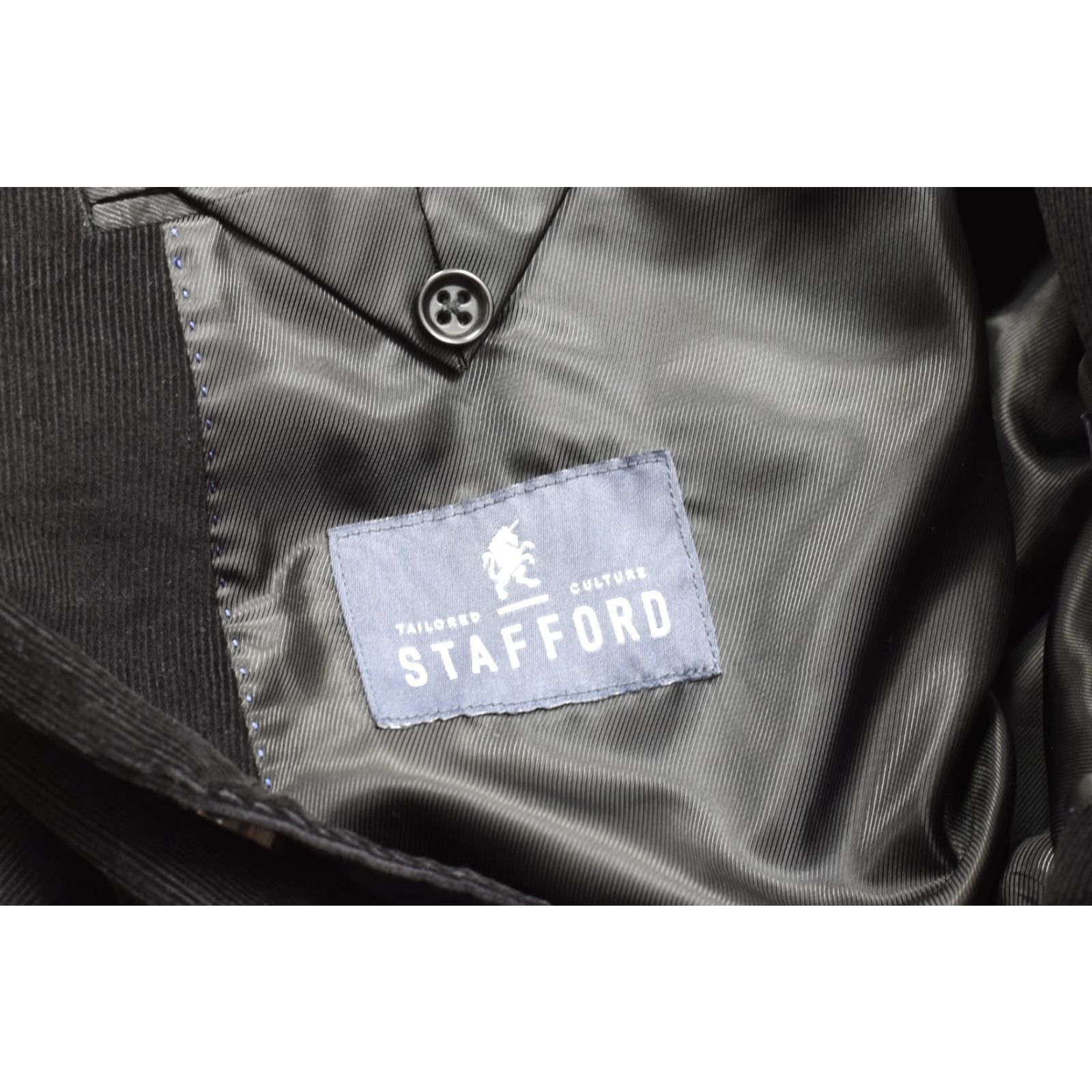 Stafford Stafford Signature Blazer Sport Coat Corduroy Black - 50 Reg Big & Tall, Single-Breasted, Notch Lapel, 2-Button Front, Dry Clean Only, Men Size 50R - 6 Thumbnail