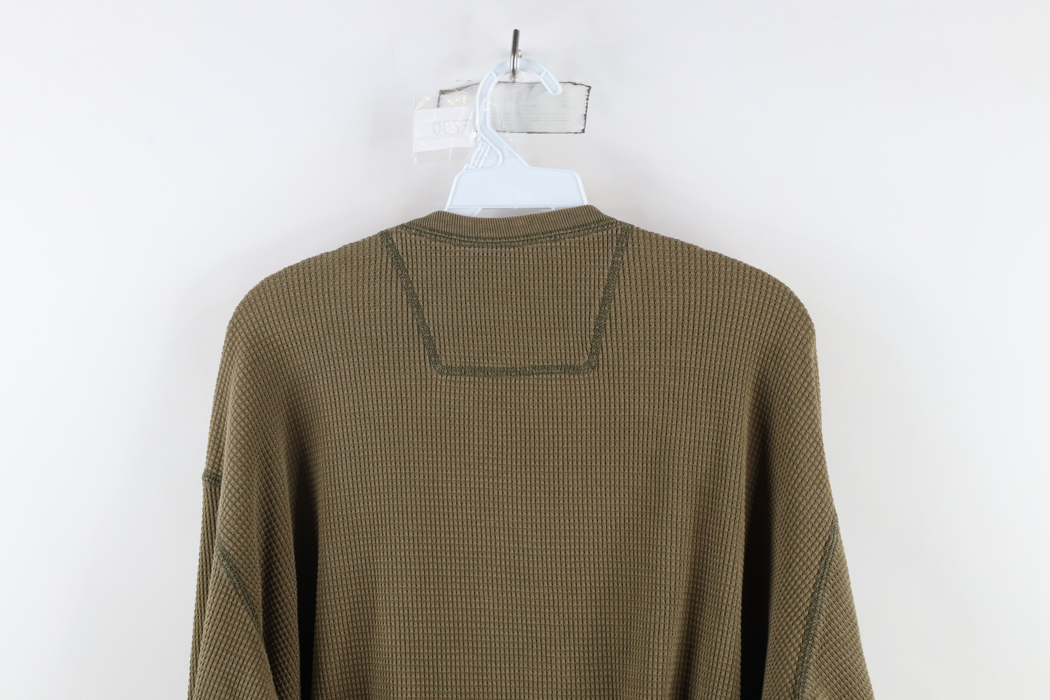 Eddie Bauer × Vintage Vintage 90s Eddie Bauer Thermal Waffle Knit T-Shirt Olive Size US XXL / EU 58 / 5 - 9 Thumbnail