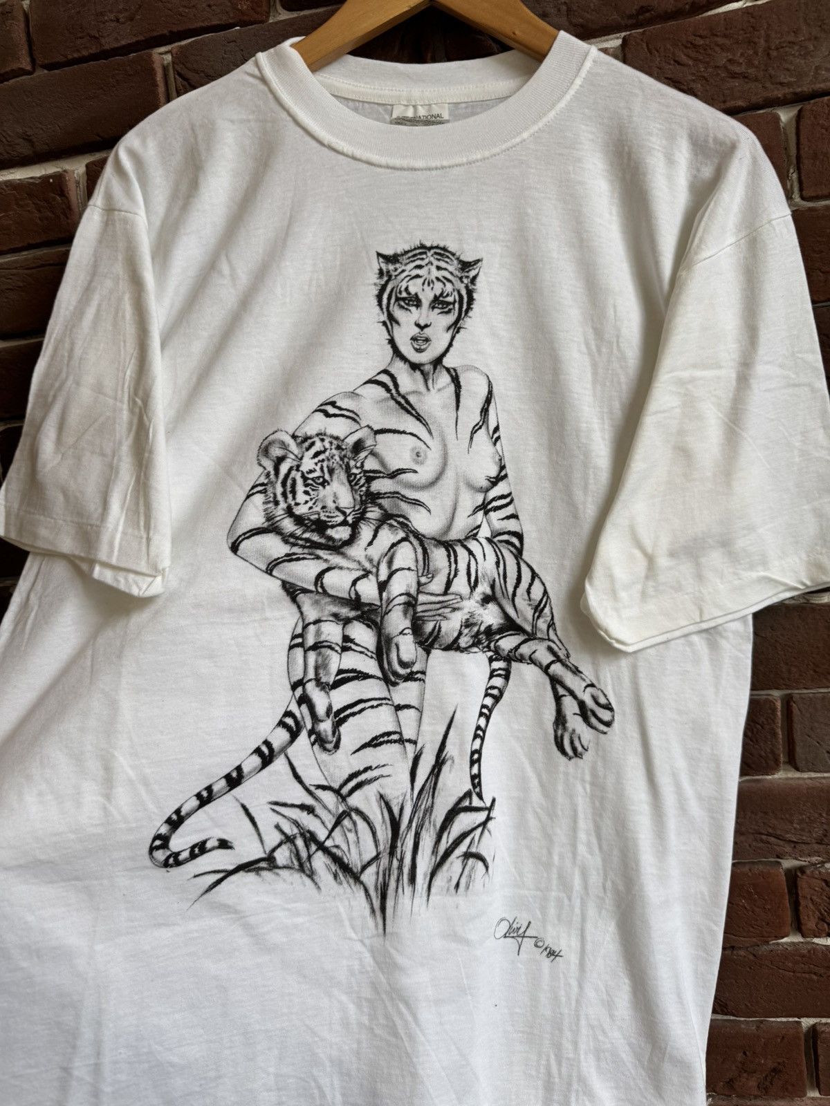 Band Tees Rare Vintage Olivia Berardinis Zebra Pin Up Sexy Art Tee 90s Size US XL / EU 56 / 4 - 4 Thumbnail