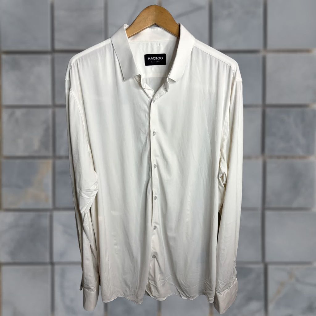 Maceoo Maceoo Black Label Shirt Mens 3XL White Long Sleeve Button Front Dress Collared Size 48R - 1 Thumbnail