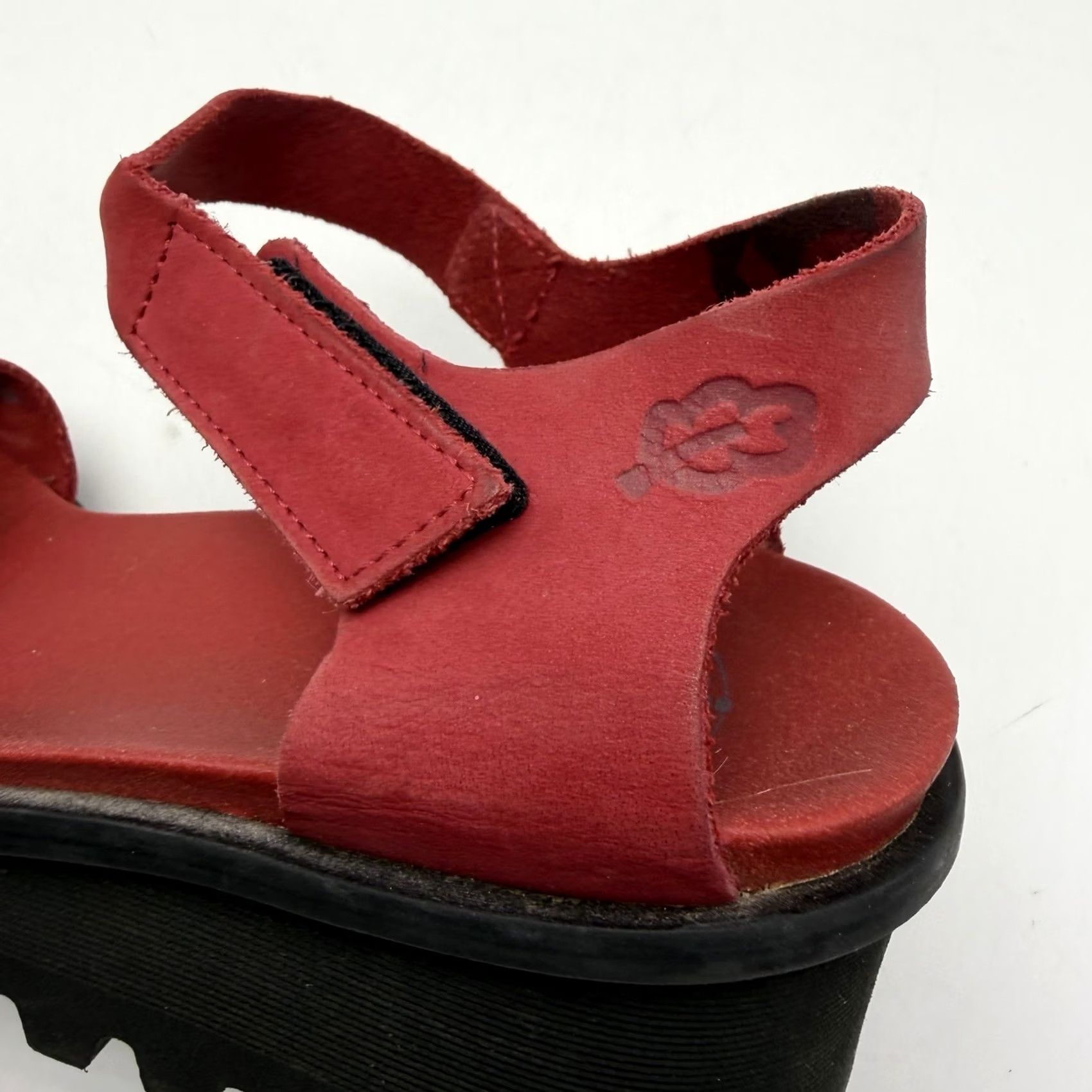 Vintage Loints of Holland Sandals Womens 9 Red Leather Ankle Strap Wedge Sandal Casual Shoes Size US 8 / IT 38 - 6 Thumbnail