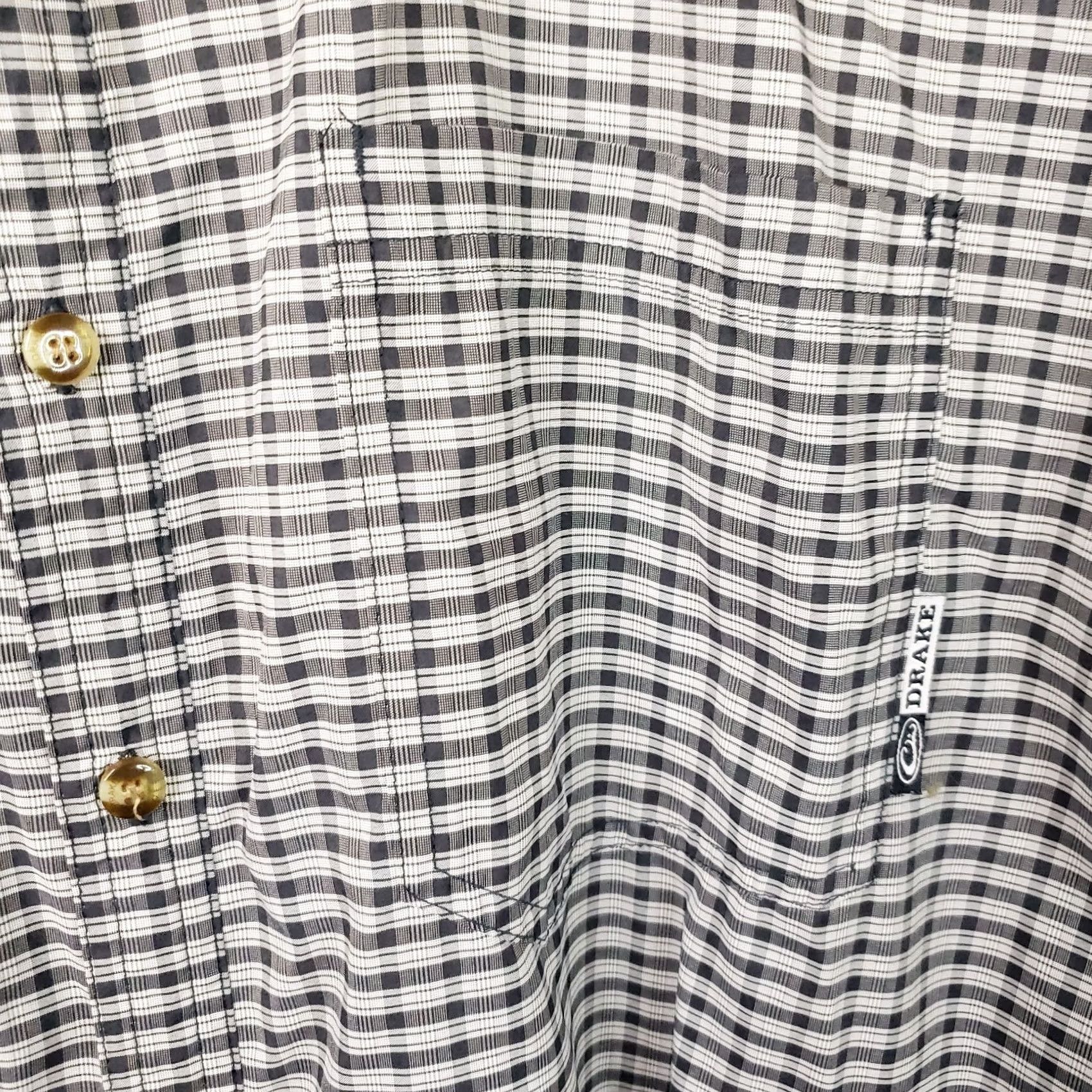 Vintage Drake Shirt Mens 3XL Blue White Plaid Short Sleeve Button Up Nylon Polyester Size US XXL / EU 58 / 5 - 5 Thumbnail