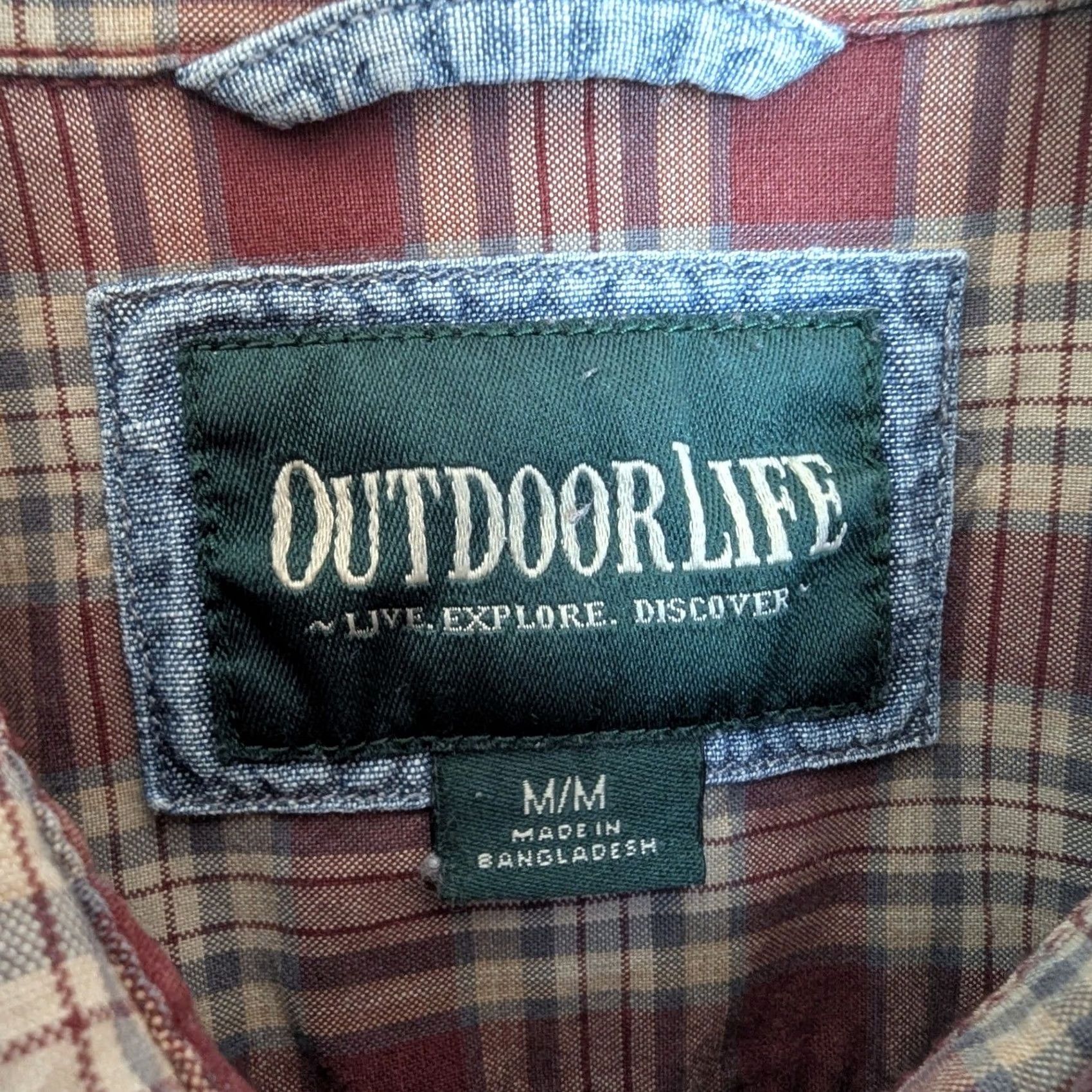 Alife Outdoor Life Plaid Shirt Mens M Red Tan 100% Cotton Button-Up Long Sleeve Collared Wool? actually cotton Size US M / EU 48-50 / 2 - 7 Thumbnail