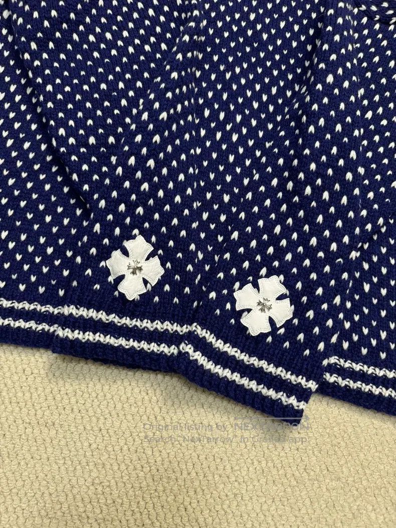 Chrome Hearts CHROME HEARTS Size os White and blue knitted sweater with c Size US S / EU 44-46 / 1 - 2 Thumbnail