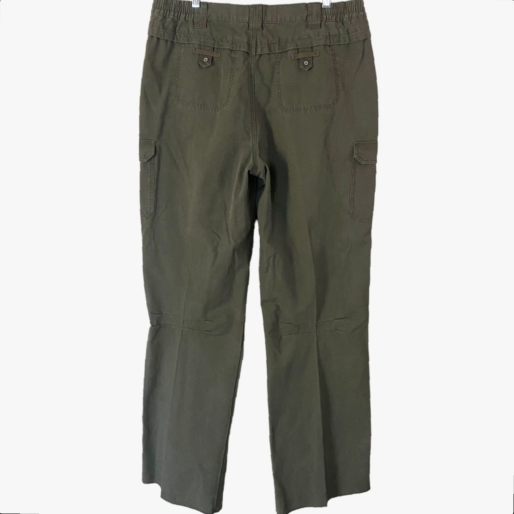 Vintage Cabela's Cargo Utility Pants Women's 18 Olive Green Relaxed Fit Cotton Wide-Leg Size 40" / US 18 - 3 Thumbnail