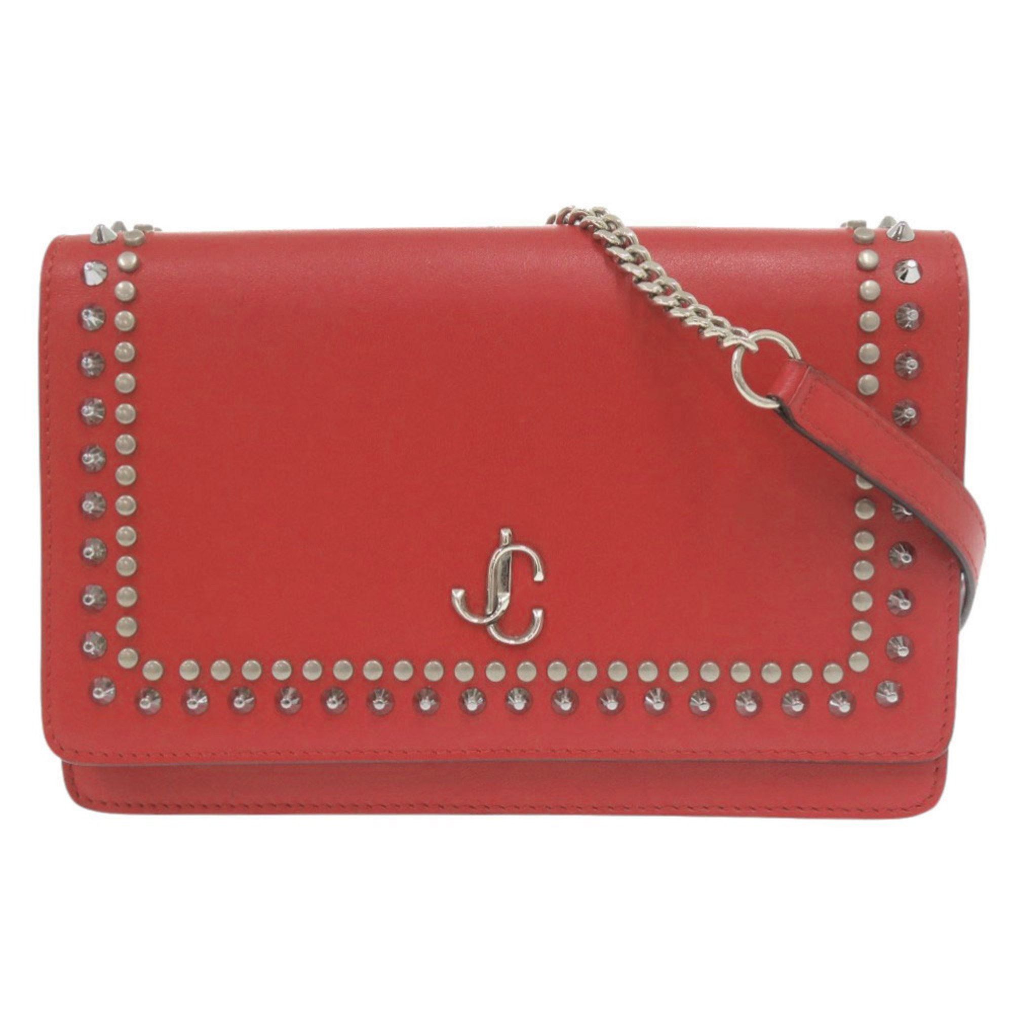 Jimmy Choo Jimmy Choo Varenne Studded Leather Red Chain Wallet Shoulder Bag (Red) 0812 JIMMY CHOO Size ONE SIZE - 1 Thumbnail
