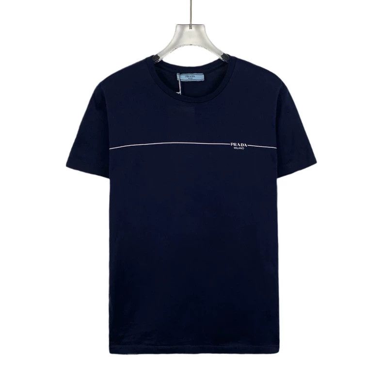 Prada Prada Navy Logo Print Cotton T-Shirt-dmc Size US M / EU 48-50 / 2 - 1 Thumbnail