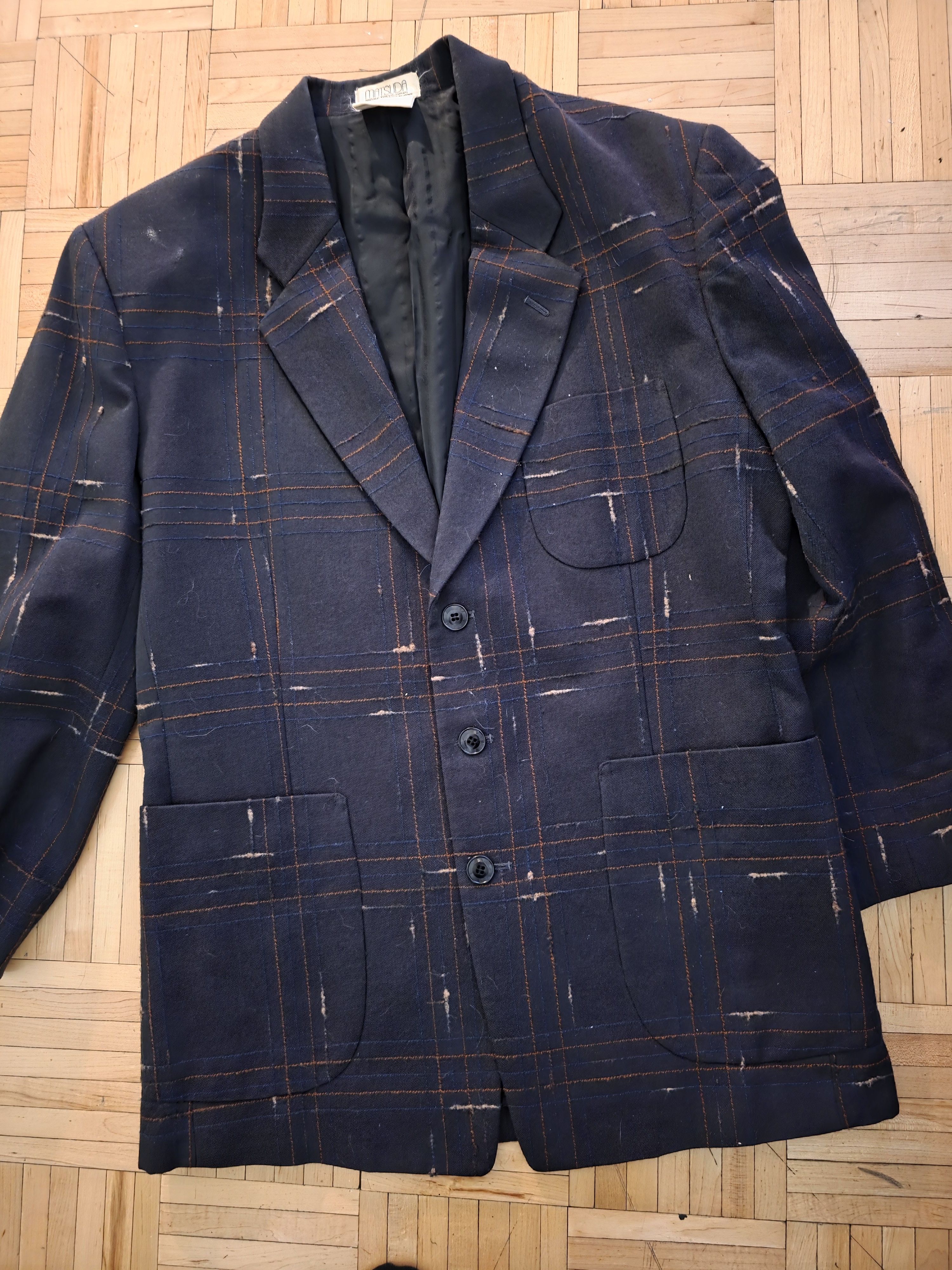 Majestic Matsuda black 50s inspired windowpane blazer Size 42R - 2 Thumbnail