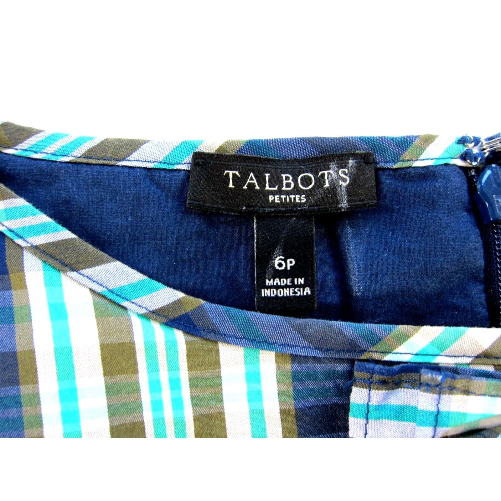 Talbots Talbots Cotton Plaid Ruffle Sleeveless Tank Dress 6P Blue White Green Pattern Shift Dress Women Petite 6P Size M / US 6-8 / IT 42-44 - 5 Thumbnail
