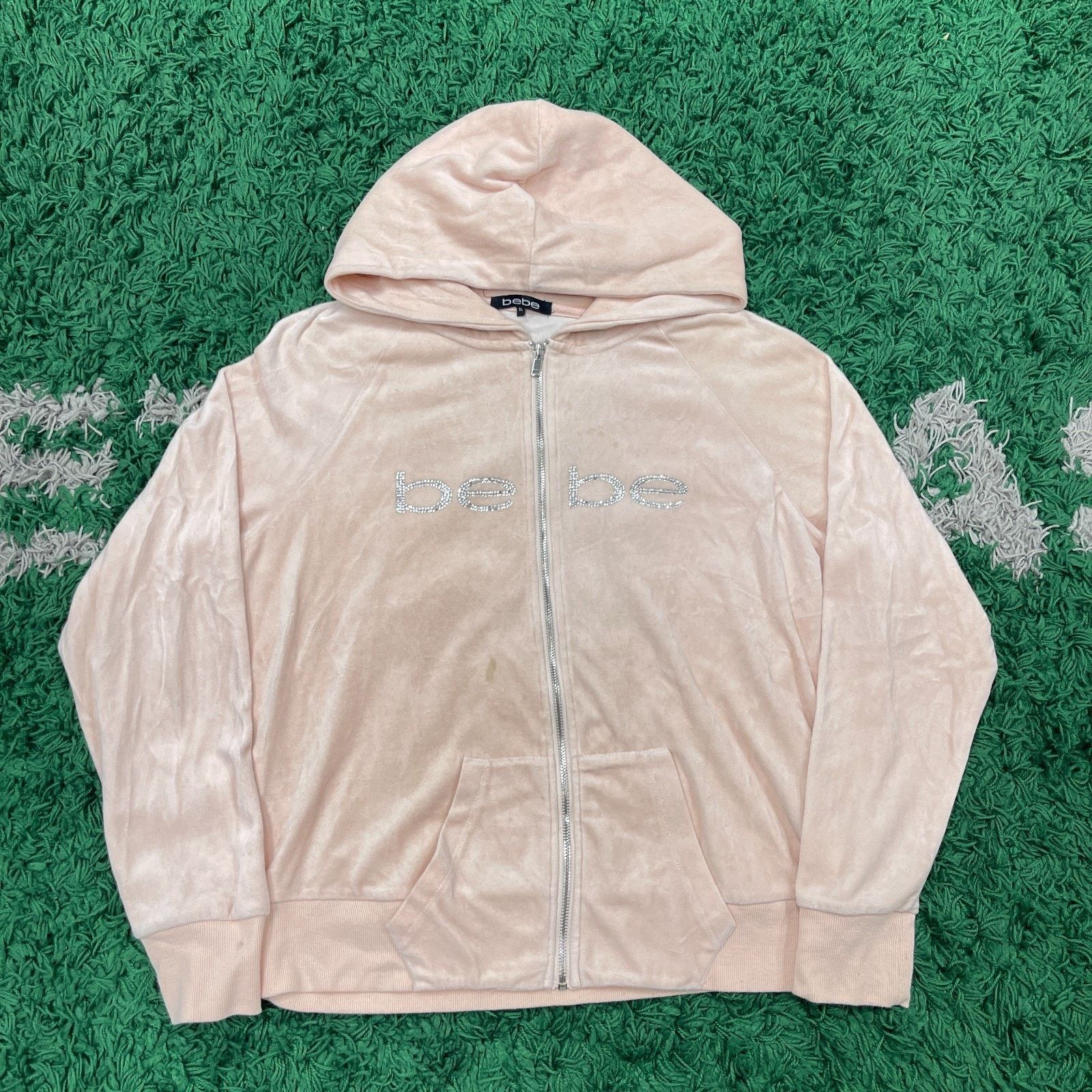 Bebe × Vintage Vintage Y2K Bebe Rhinestone Full Zip Hoodie Sweater XL Size XL / US 12-14 / IT 48-50 - 1 Thumbnail