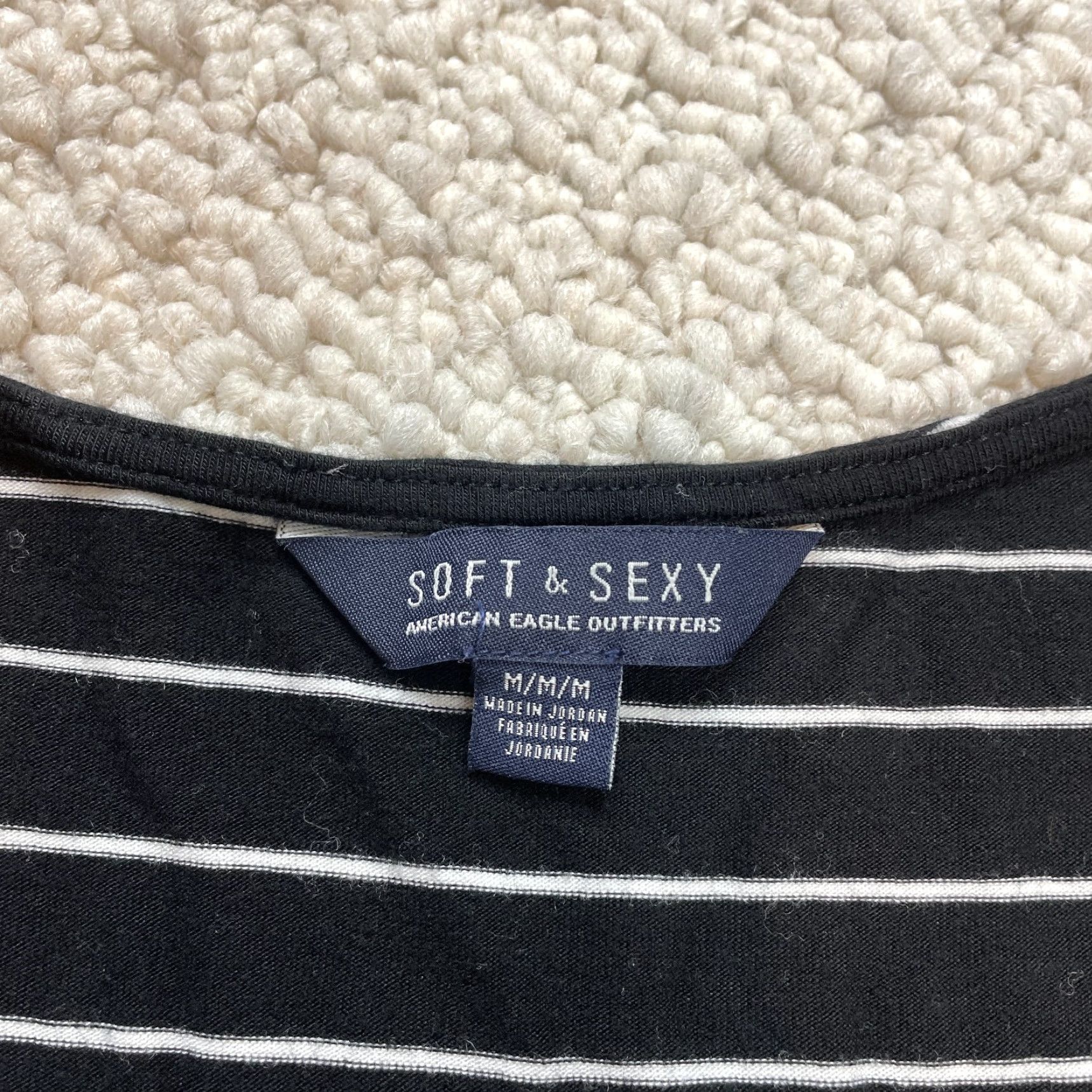 American Eagle Outfitters American Eagle Black Striped Long Sleeve Fit and Flare Medium Soft & Sexy Size M / US 6-8 / IT 42-44 - 7 Thumbnail