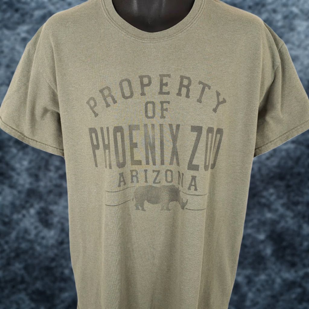 Gildan Phoenix Zoo T Shirt Mens Size Large Green Arizona Rhino Animal Nature Tee Size US L / EU 52-54 / 3 - 1 Thumbnail