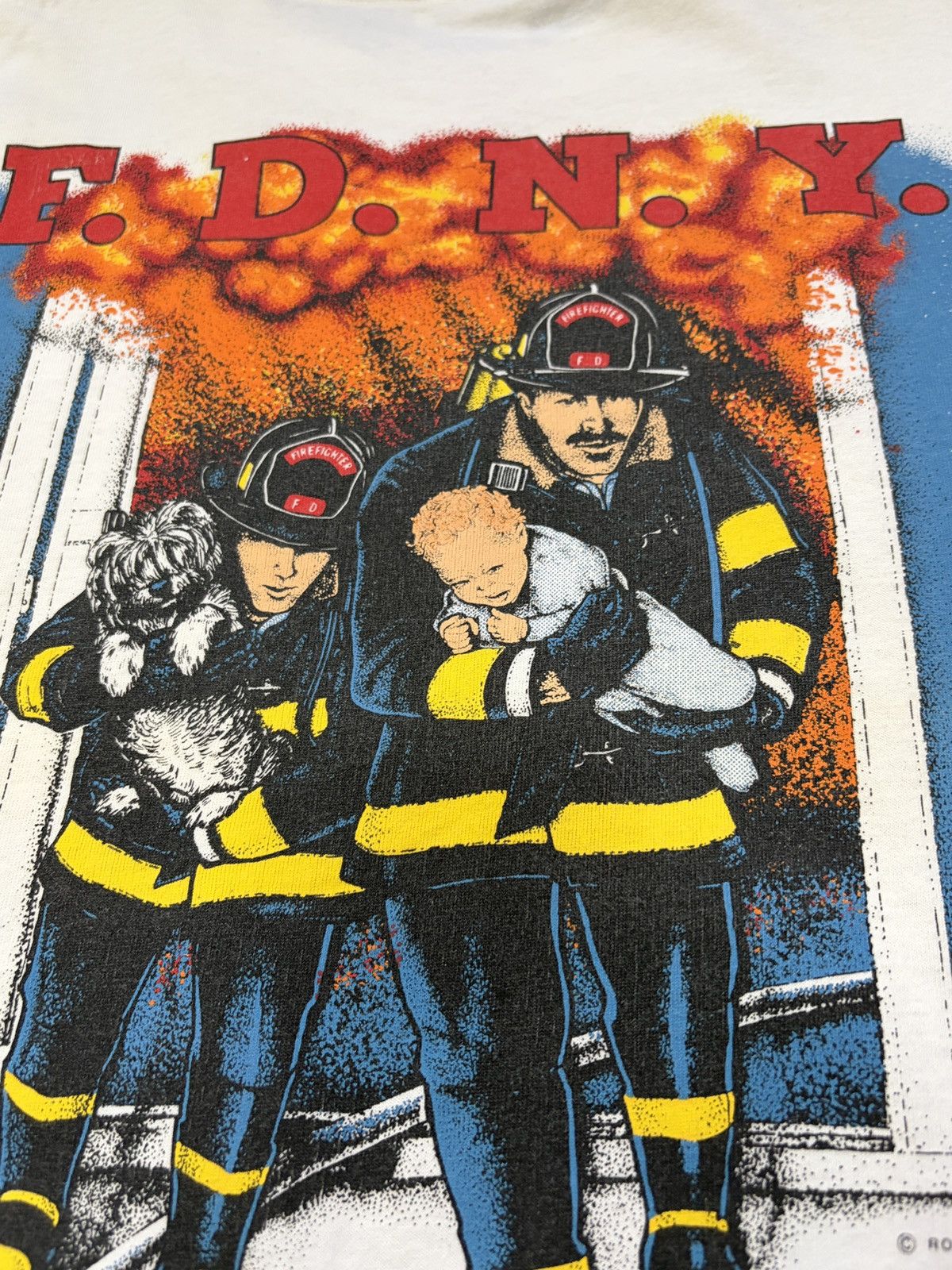 Tultex Vintage 1992 FDNY Firefighter T-Shirt USA Single Stitch L Size US XXL / EU 58 / 5 - 10 Thumbnail