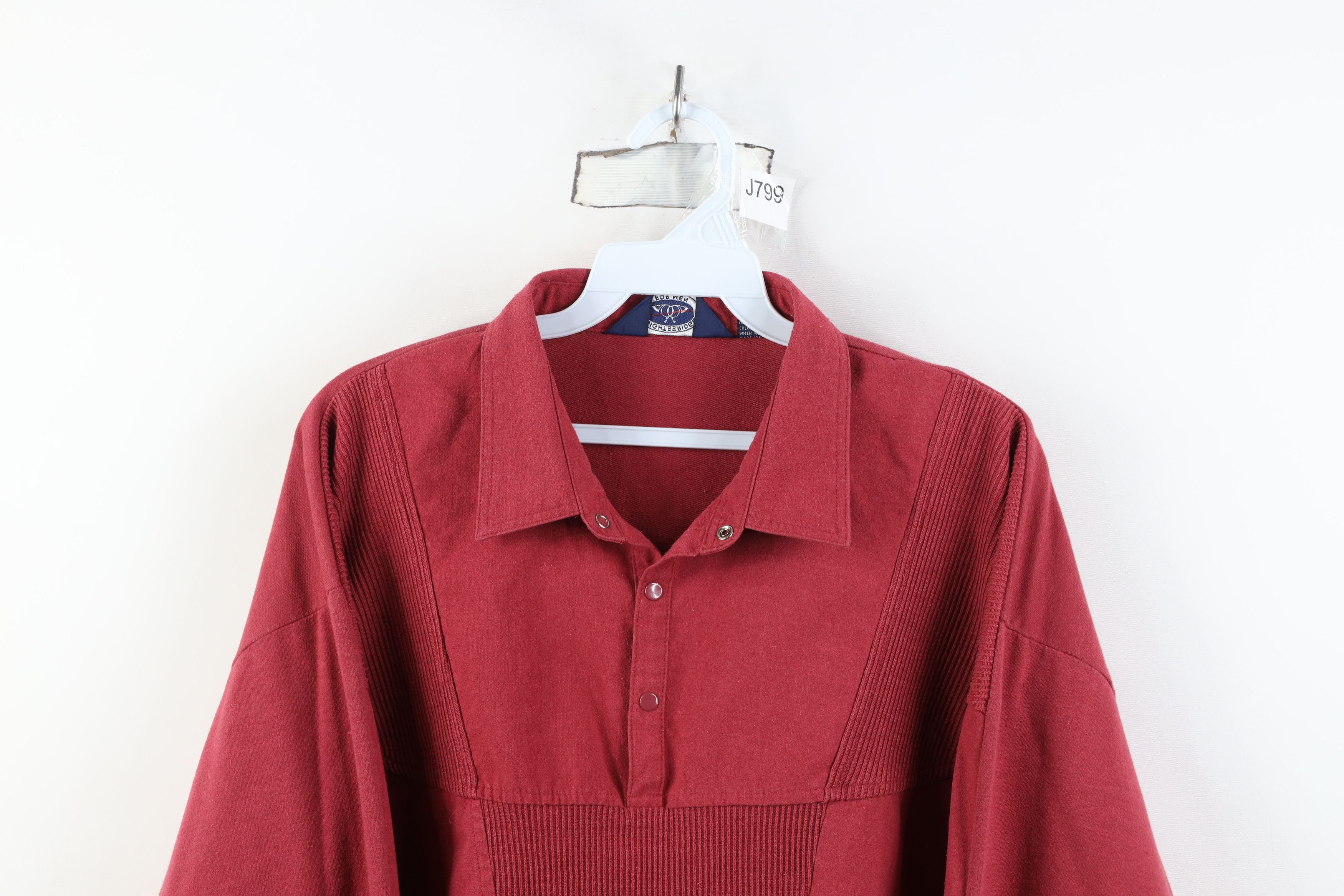 Vintage Vintage 90s Streetwear Ribbed Pullover Long Sleeve Polo Red Size US L / EU 52-54 / 3 - 2 Thumbnail