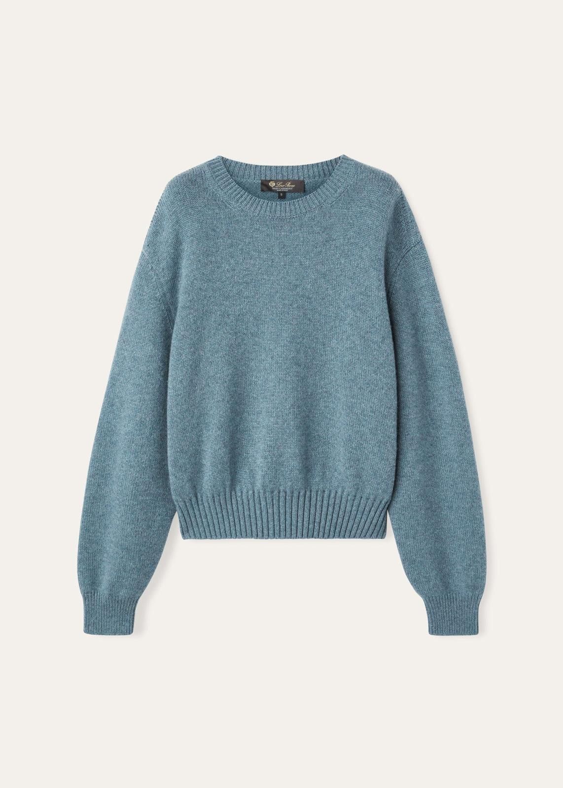 Loro Piana o1srvl11e0125 FAO0063 Ashi Crewneck Sweater in Blue Size L / US 10 / IT 46 - 1 Thumbnail